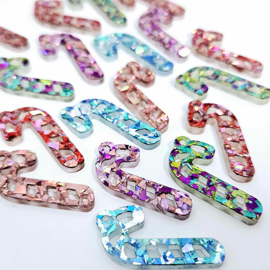 chunky glitter aqua blue silver peacock purple green unicorn pink love red holographic rose gold Christmas candy canes mini mixed pack diy earring supplies laser cut acrylic dangles blanks