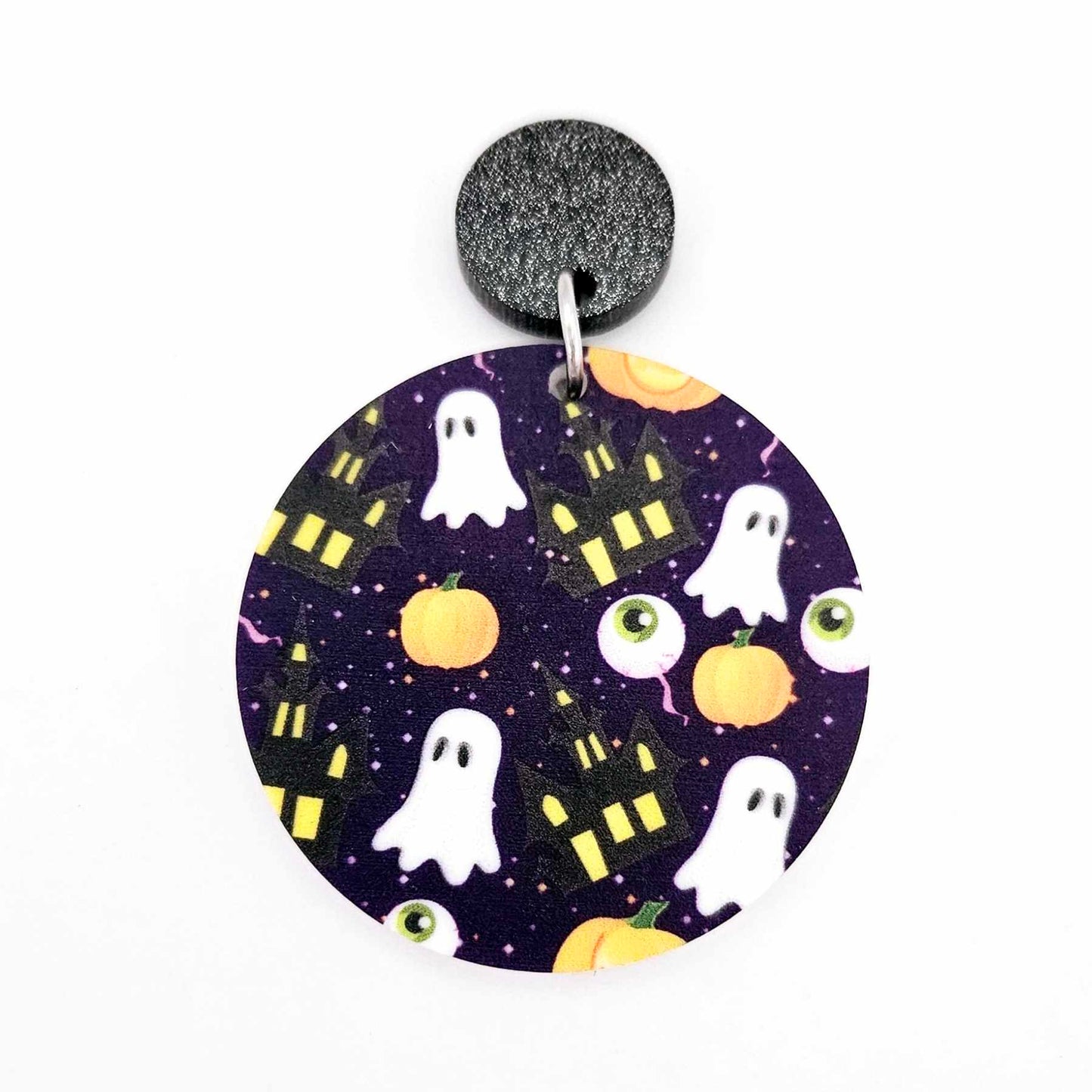 38mm PURPLE HALLOWEEN PRINT Acrylic DANGLES