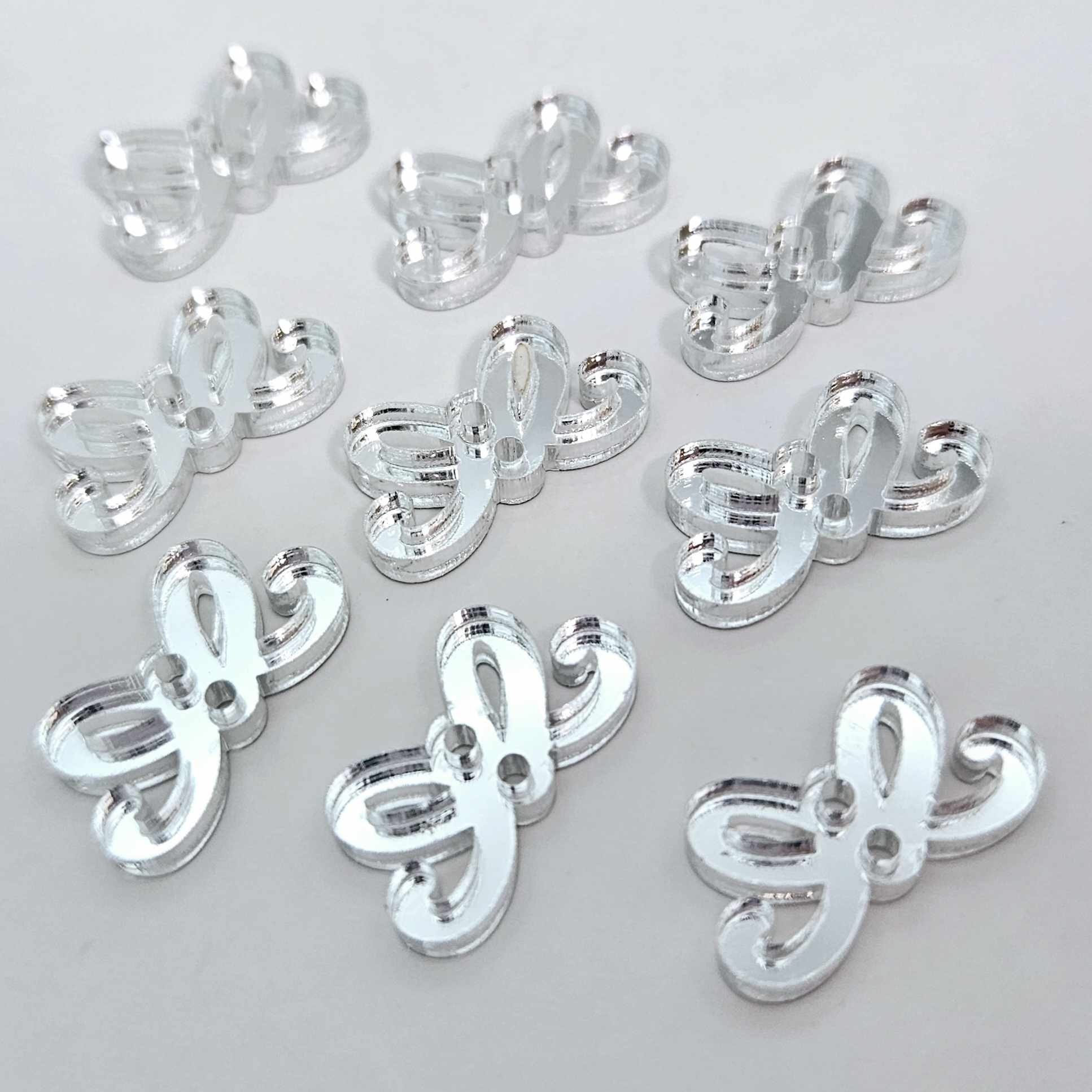 silver mirror bow connectors Christmas diy earring supplies laser cut acrylic blanks