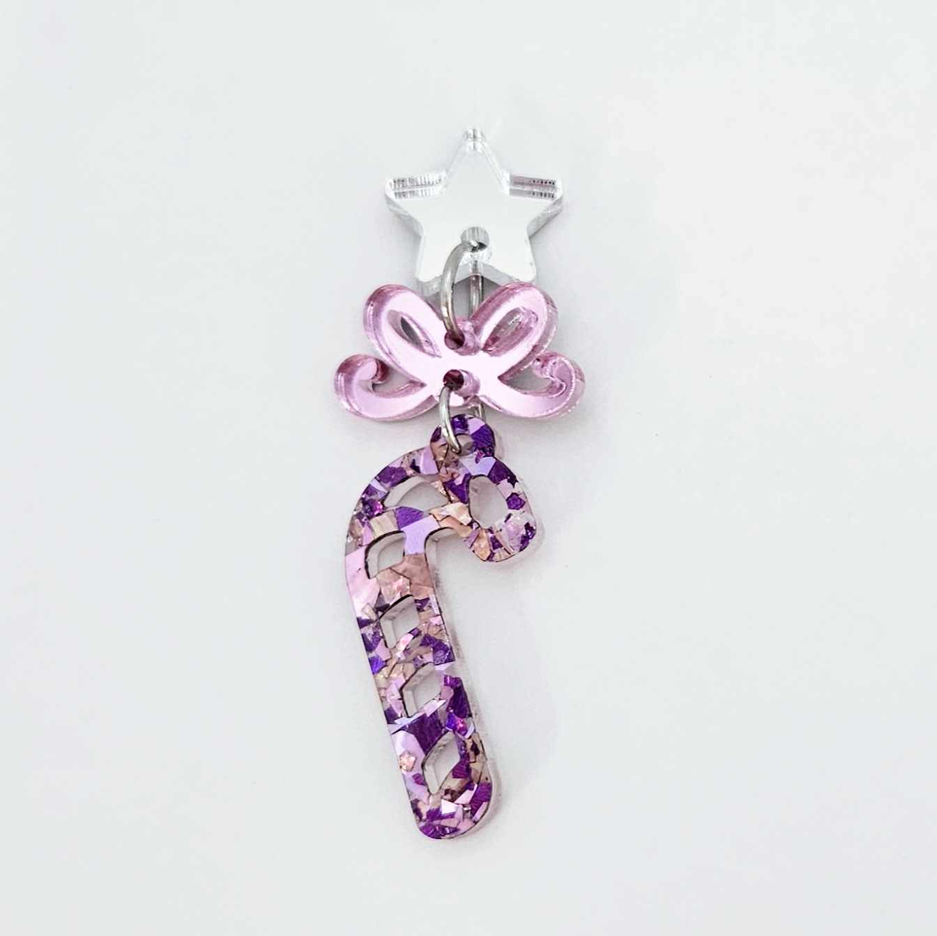 purple pink unicorn glitter Christmas candy canes mini diy earring supplies laser cut acrylic dangles blanks