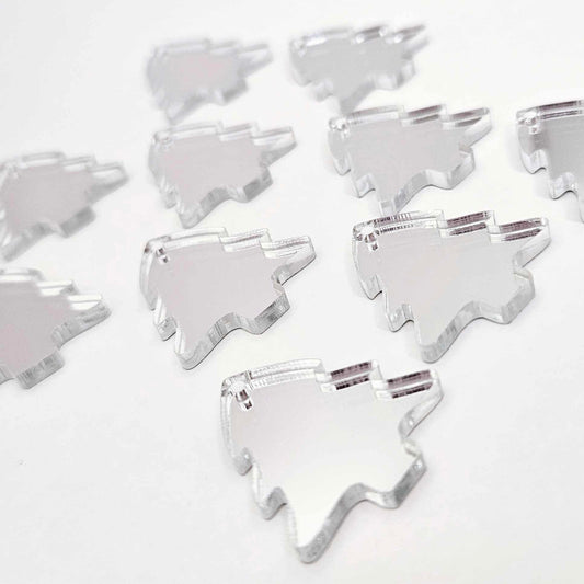 silver mirror Christmas trees diy earring supplies laser cut acrylic dangles blanks mini petite