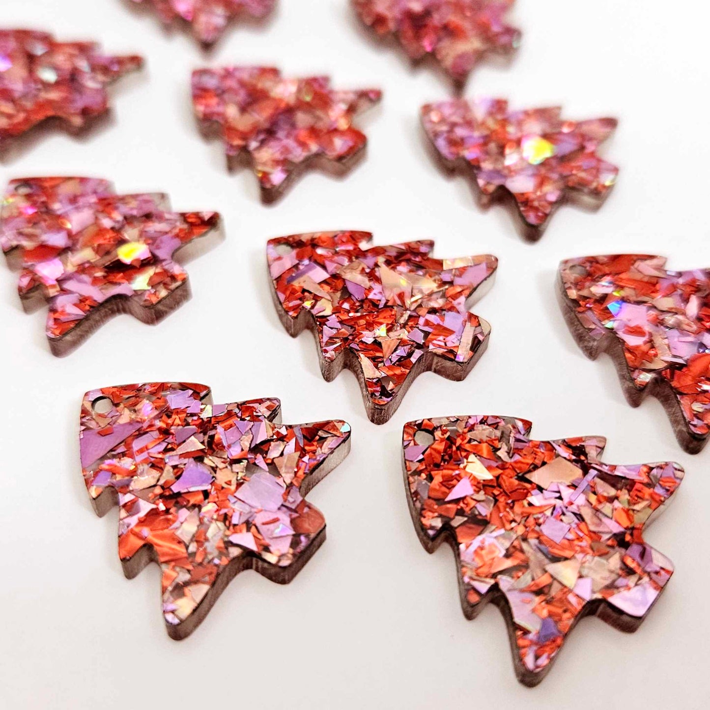 chunky love red pink glitter Christmas tree mini petite diy earring supplies laser cut acrylic dangles blanks