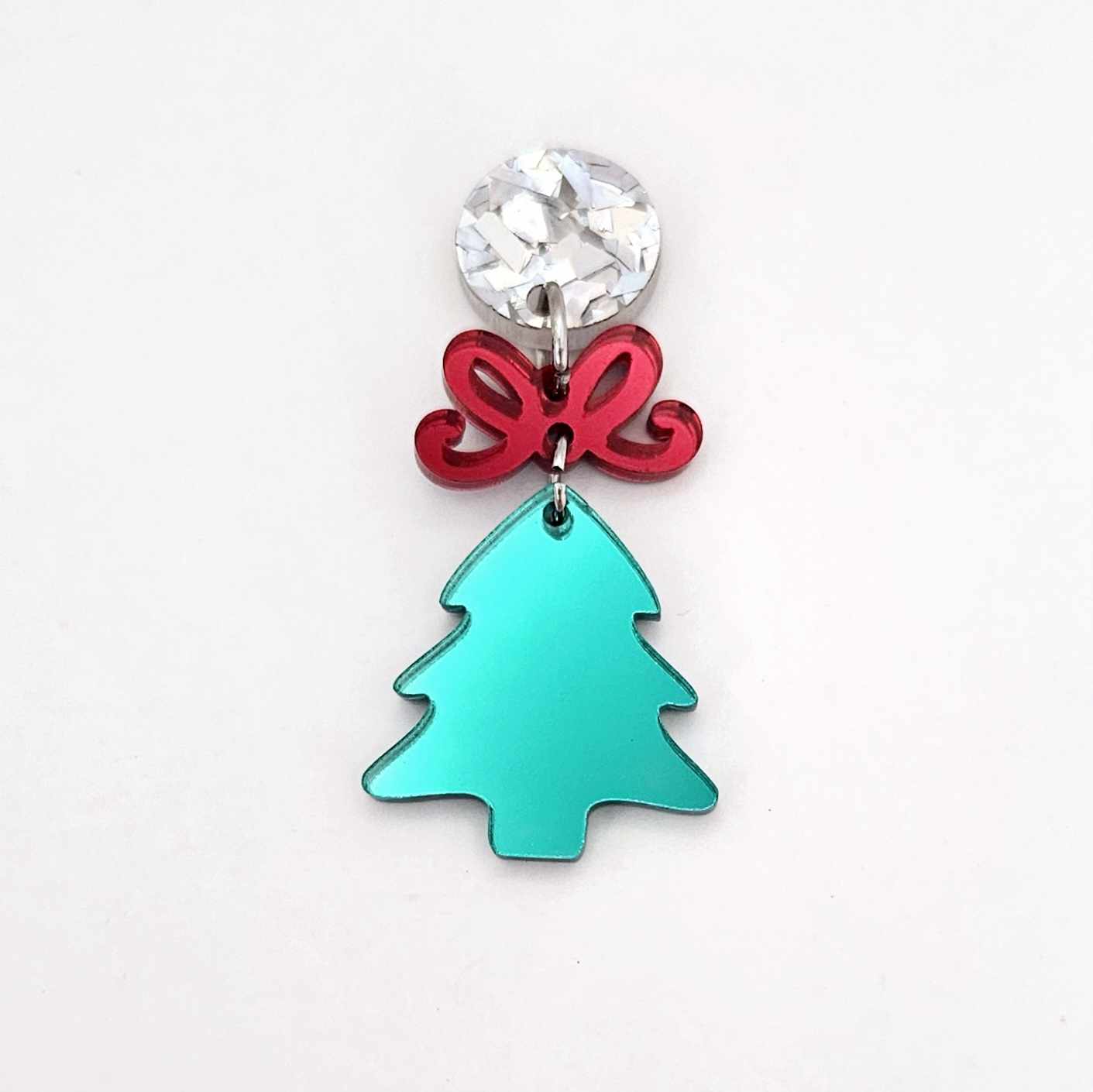 green mirror Christmas tree diy earring supplies laser cut acrylic dangles blanks mini petite