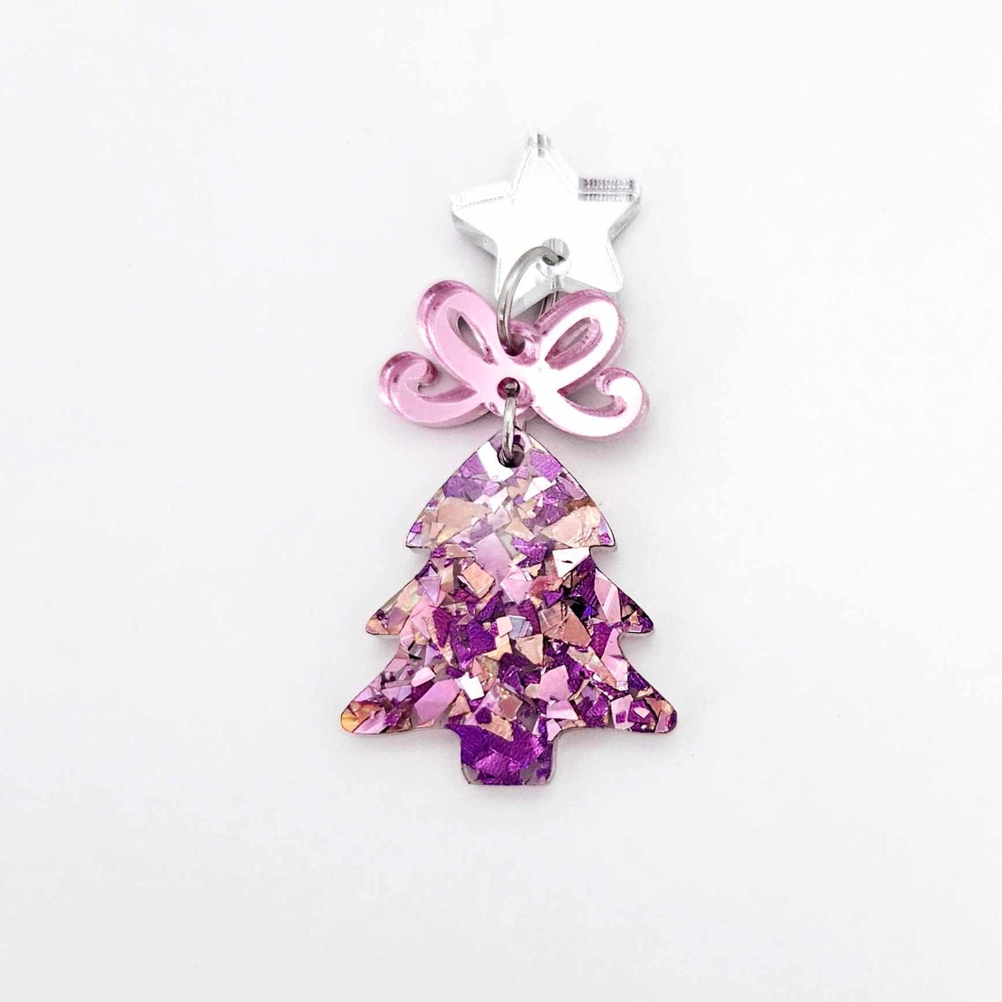 unicorn pink purple glitter Christmas tree mini petite diy earring supplies laser cut acrylic dangles blanks