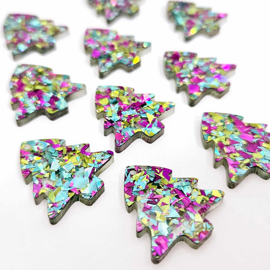 chunky peacock green purple glitter Christmas tree mini petite diy earring supplies laser cut acrylic blanks dangles