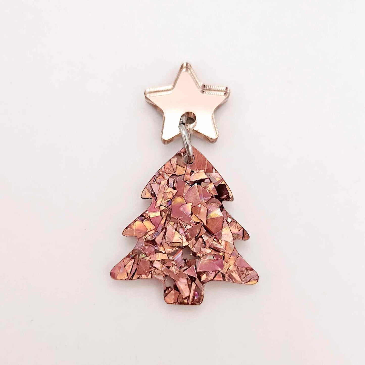 holographic rose gold glitter Christmas tree mini petite diy earring supplies laser cut acrylic dangles blanks