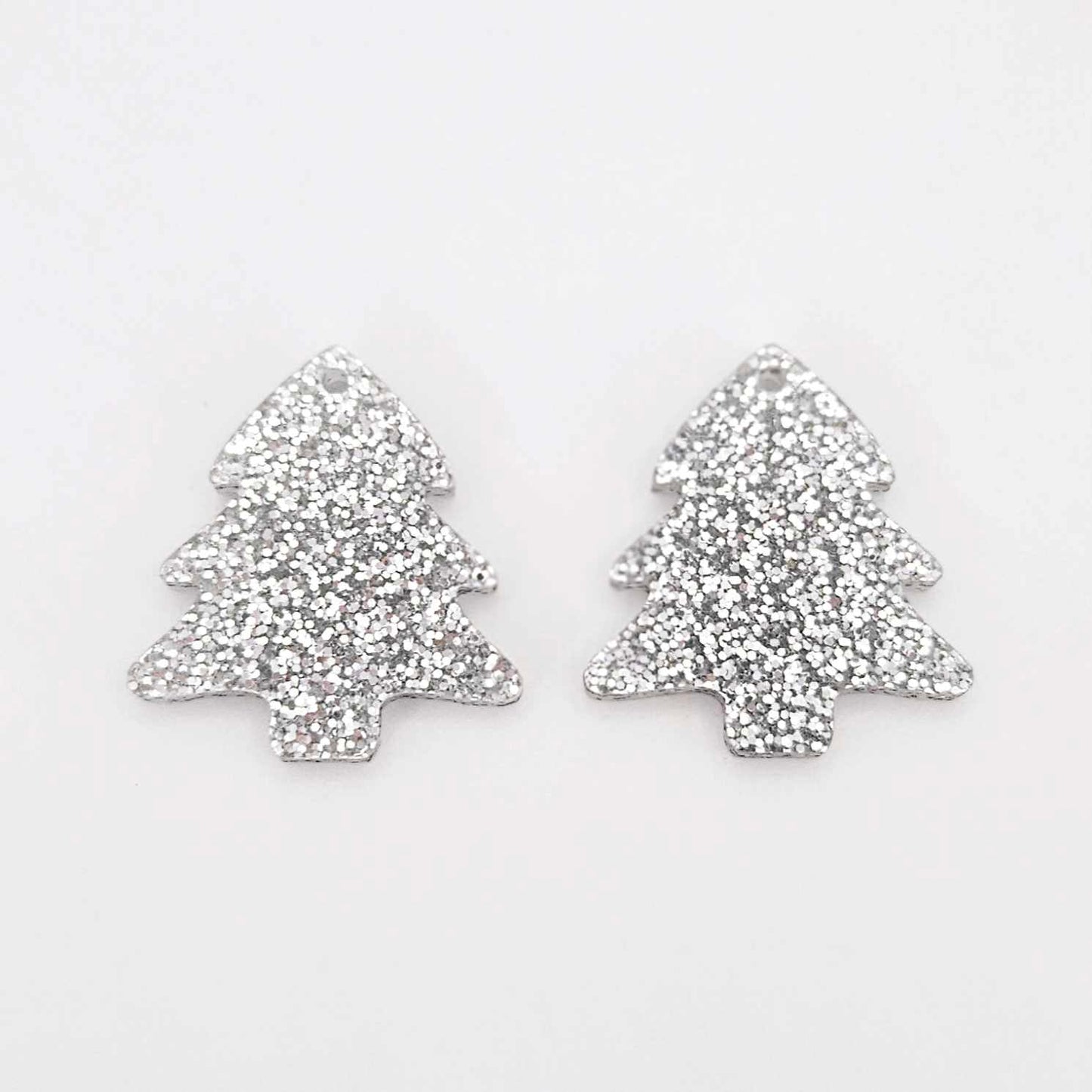 silver glitter Christmas trees DIY earring supplies laser cut acrylic dangles blanks mini petite