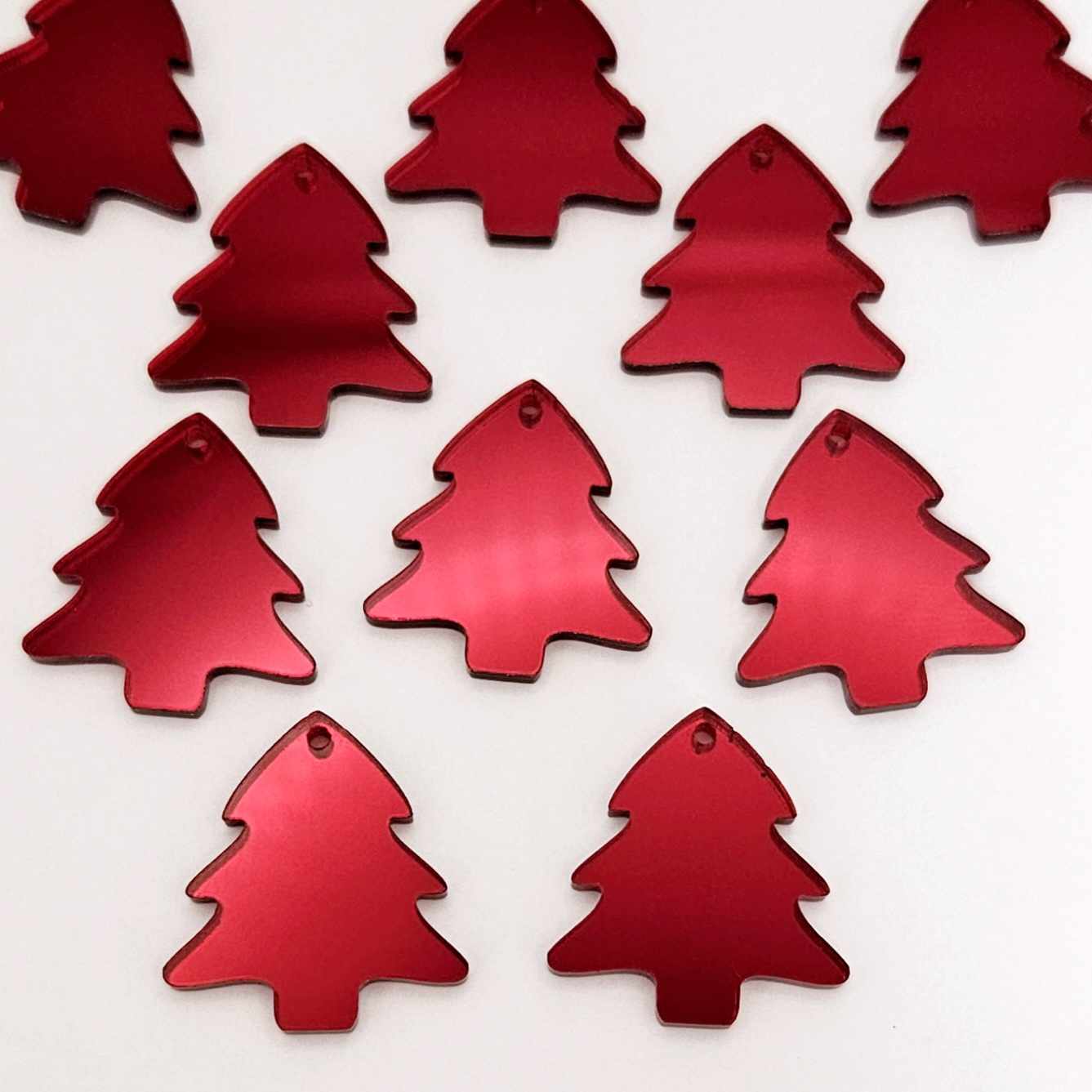 red mirror Christmas tree mini petite diy earring supplies laser cut acrylic dangles blanks