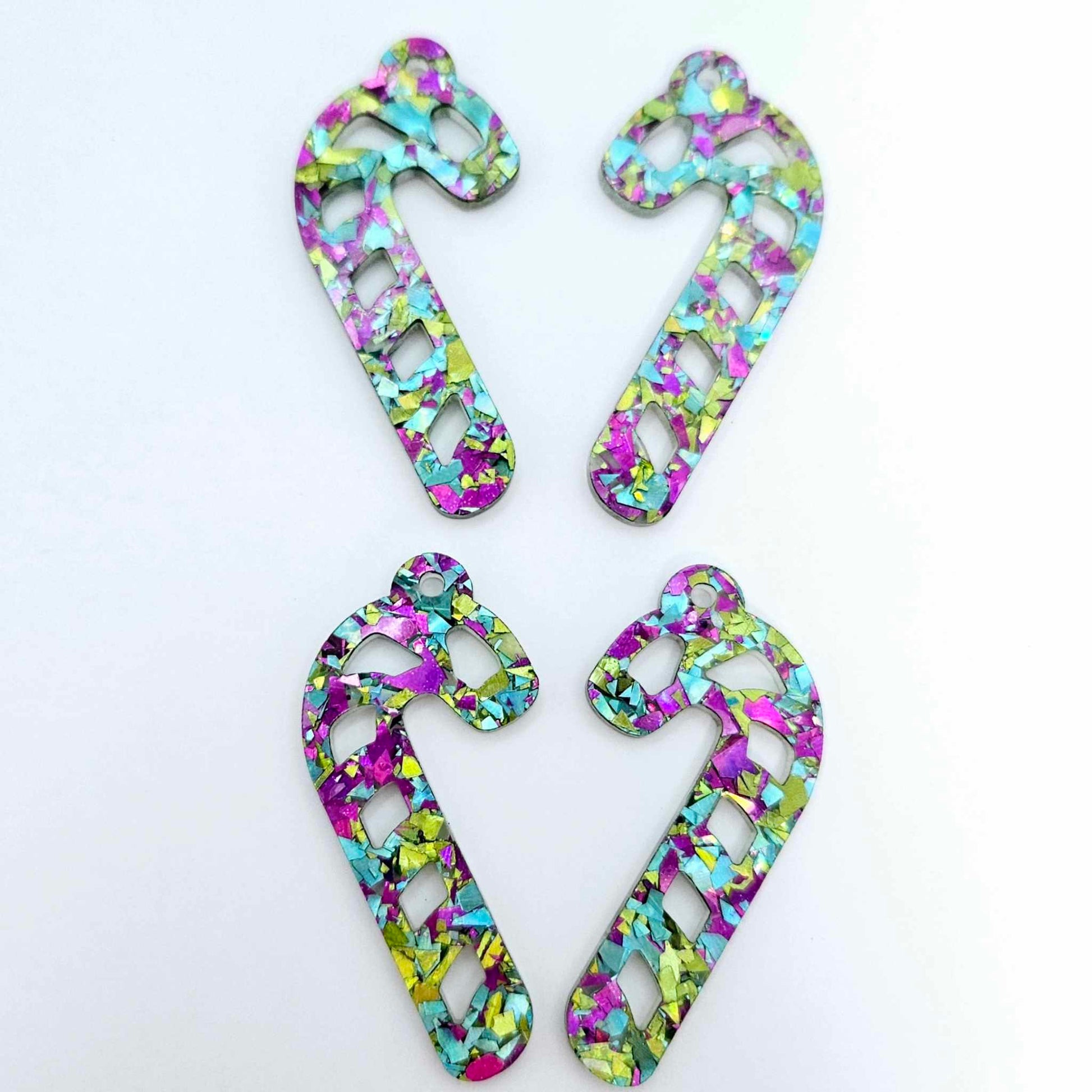 peacock green purple glitter Christmas candy cane diy earring supplies laser cut acrylic dangles blanks