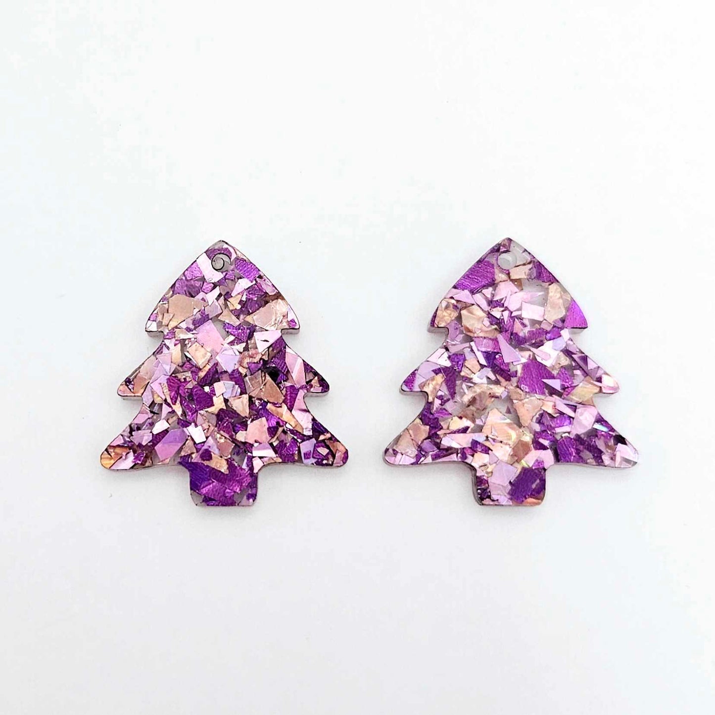 unicorn pink purple glitter Christmas tree mini petite diy earring supplies laser cut acrylic dangles blanks