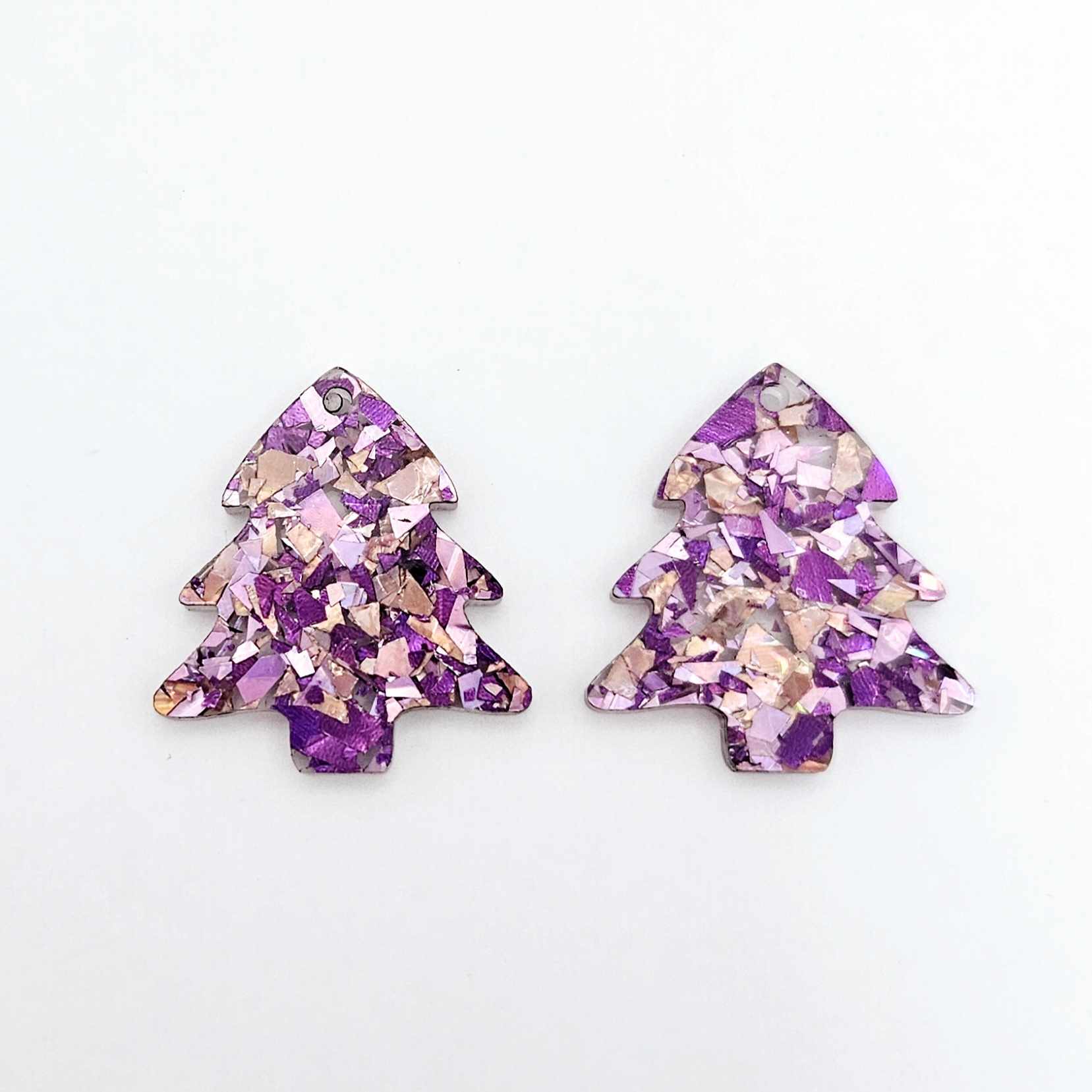 unicorn pink purple glitter Christmas tree mini petite diy earring supplies laser cut acrylic dangles blanks