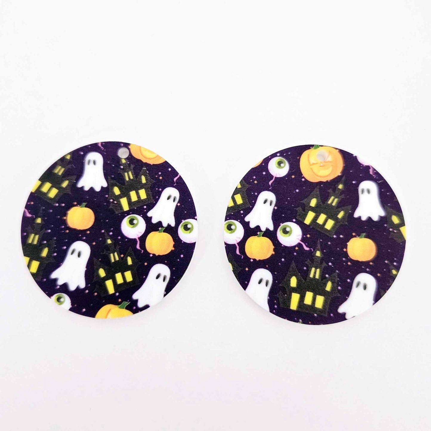 38mm PURPLE HALLOWEEN PRINT Acrylic DANGLES