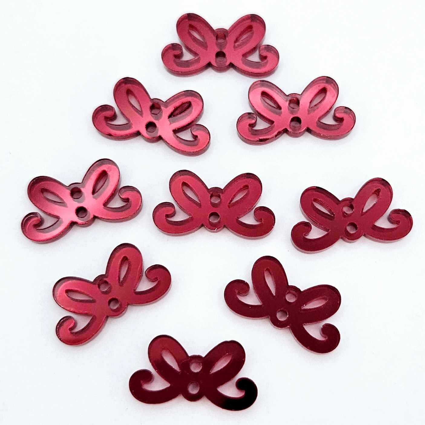 red mirror bows connectors Christmas diy earring supplies laser cut acrylic blanks