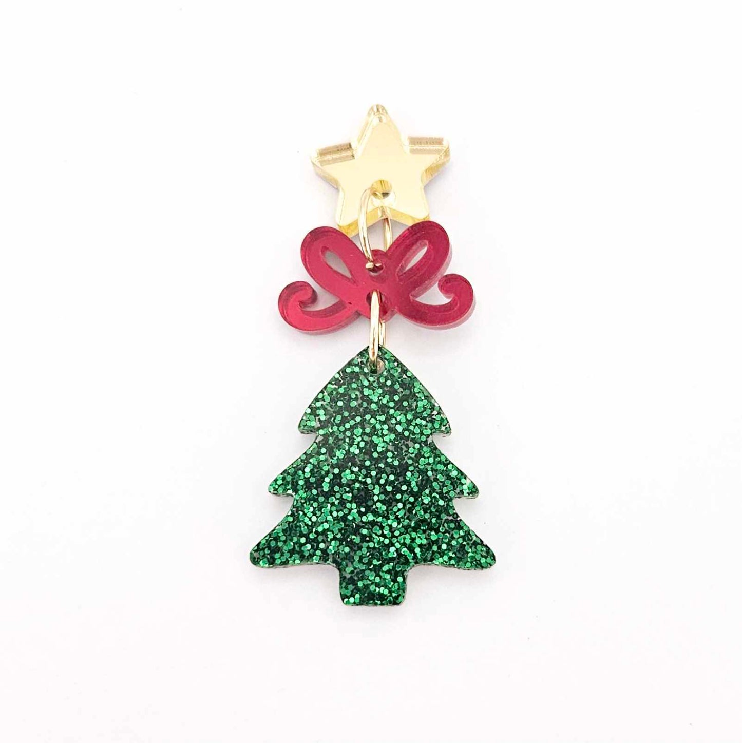 green glitter Christmas trees DIY earring supplies laser cut acrylic dangles blanks mini petite