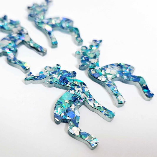 blue silver chunky aqua glitter Christmas reindeer DIY earring supplies laser cut acrylic dangles blanks