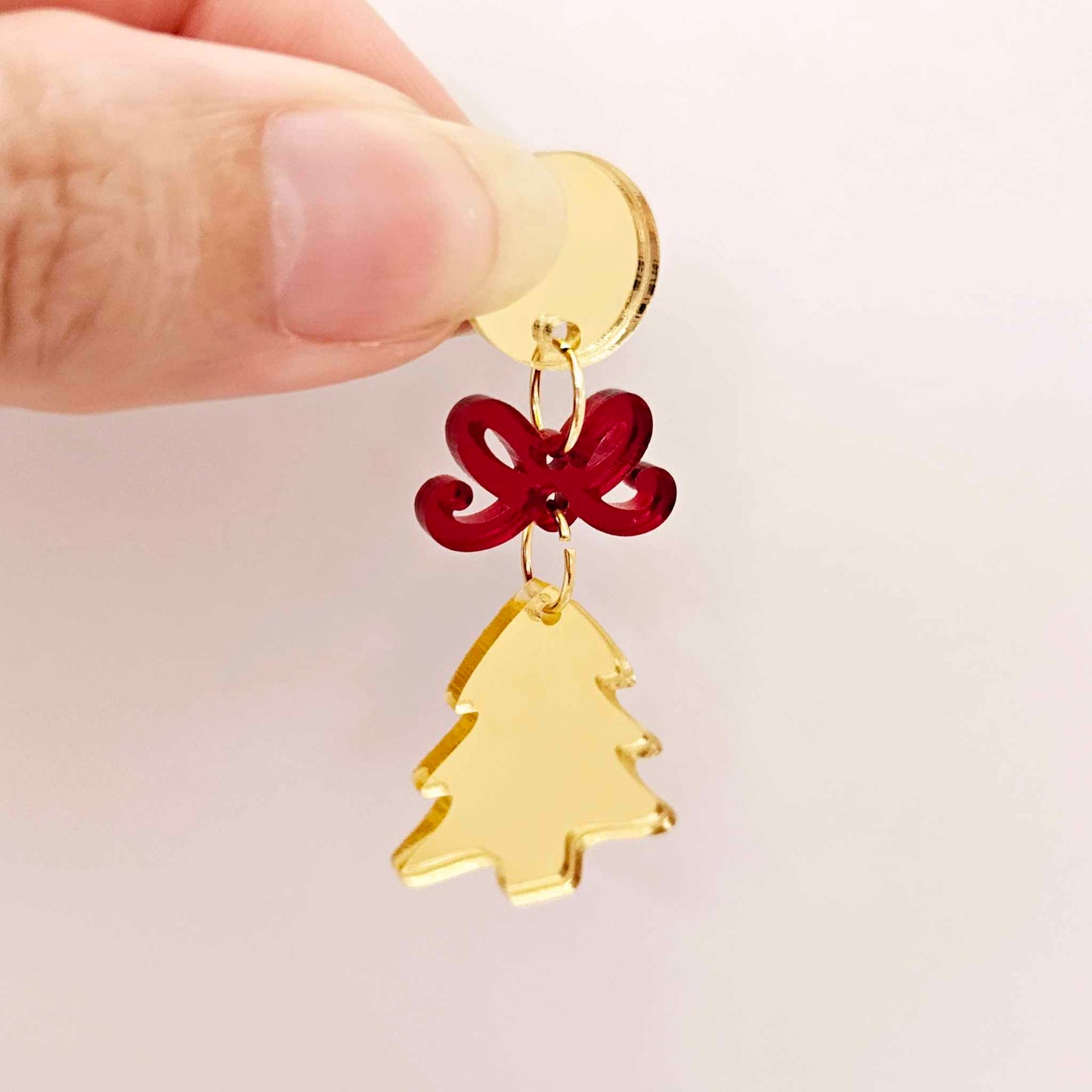 gold mirror Christmas tree mini petite diy earring supplies laser cut acrylic dangles blanks