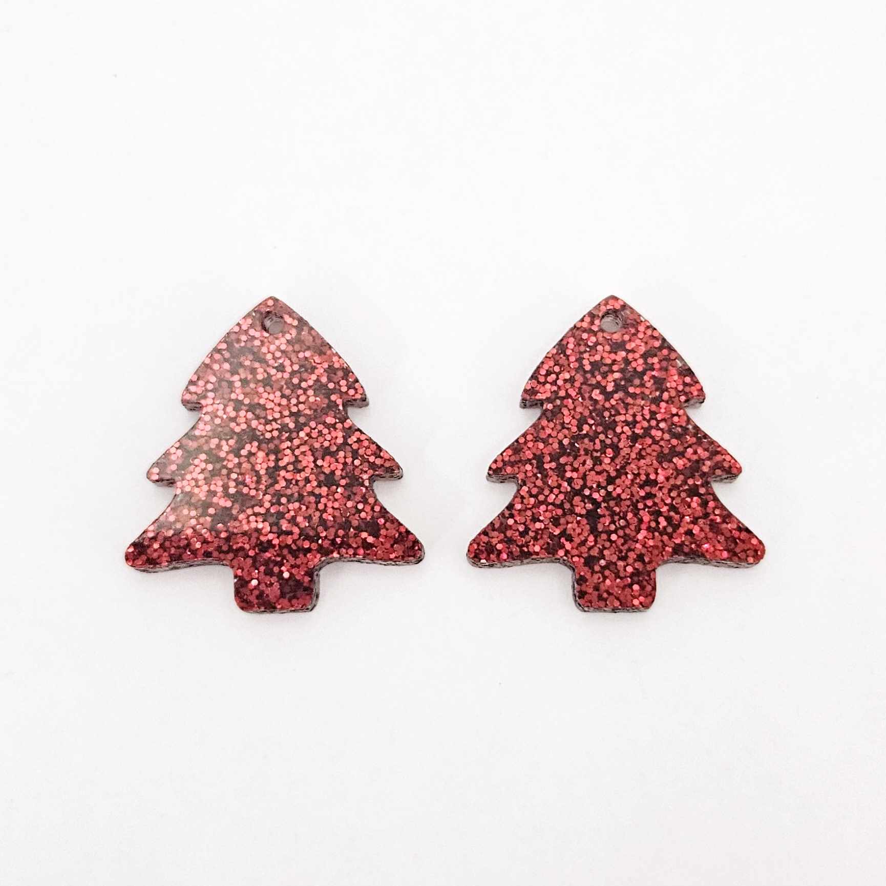 red glitter Christmas trees DIY earring supplies laser cut acrylic dangles blanks mini petite