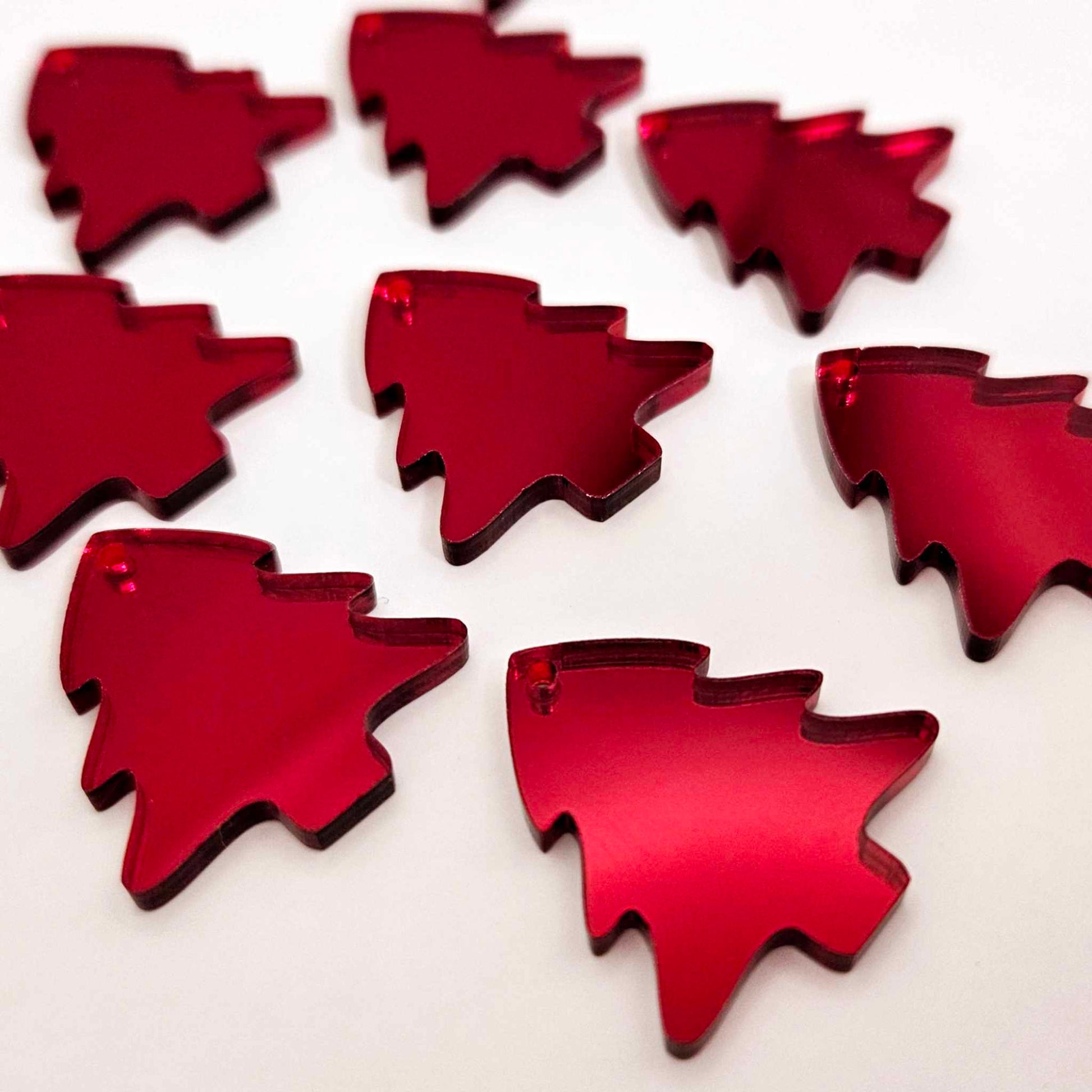 red mirror Christmas tree mini petite diy earring supplies laser cut acrylic dangles blanks