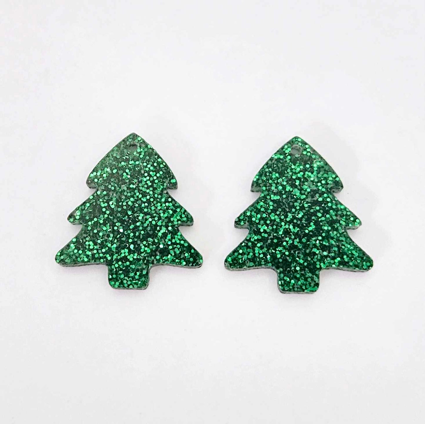 green glitter Christmas trees DIY earring supplies laser cut acrylic dangles blanks mini petite