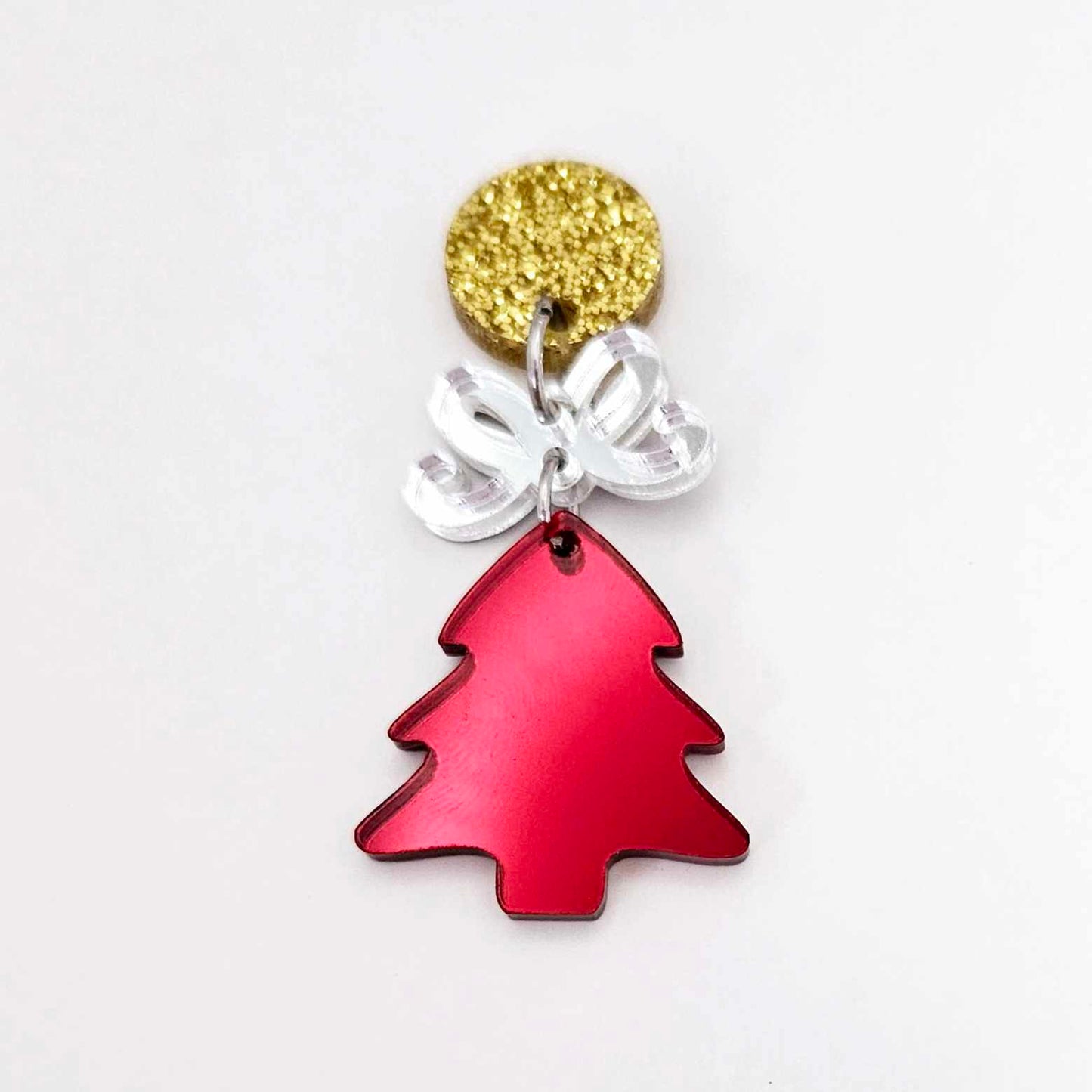 red mirror Christmas tree mini petite diy earring supplies laser cut acrylic dangles blanks