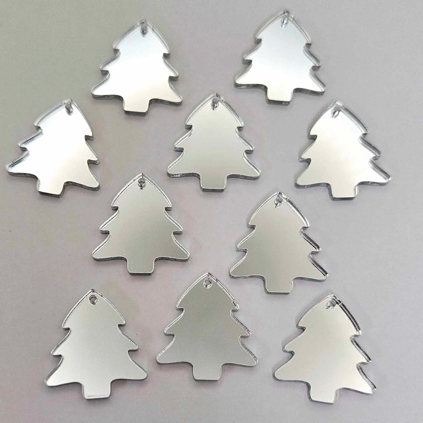 silver mirror Christmas trees diy earring supplies laser cut acrylic dangles blanks mini petite