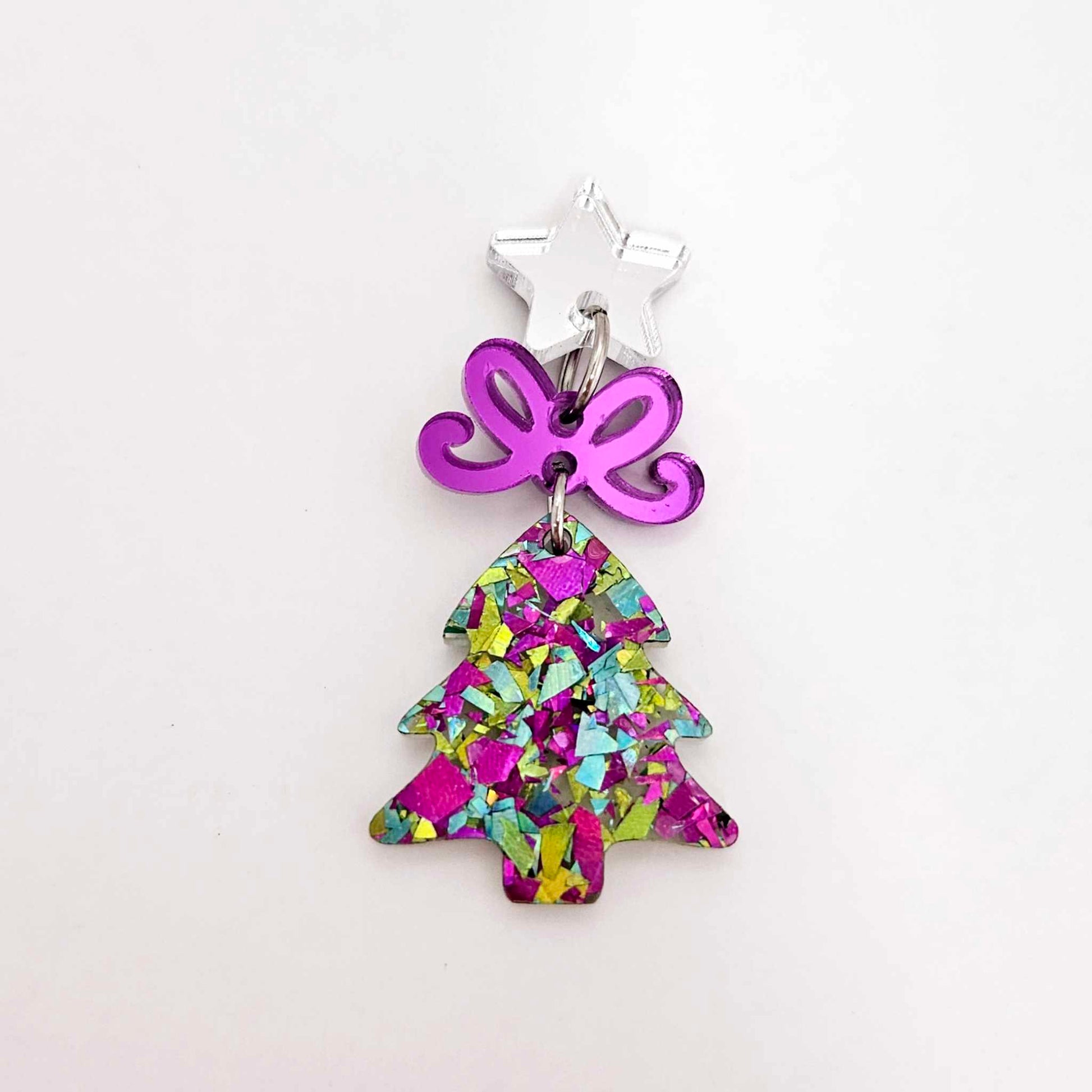chunky peacock green purple glitter Christmas tree mini petite diy earring supplies laser cut acrylic blanks dangles