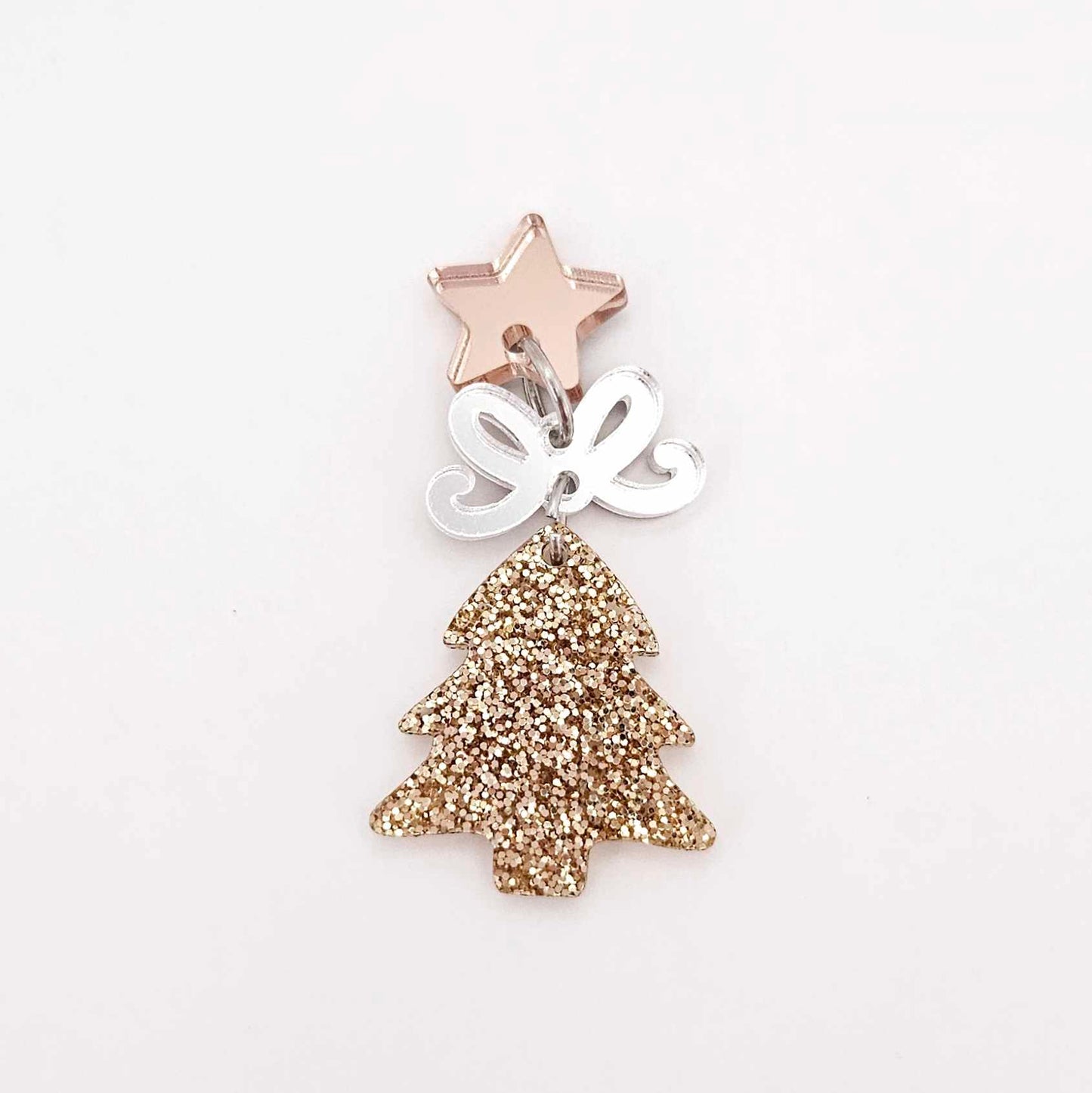 rose gold glitter Christmas trees diy earring supplies laser cut acrylic dangles blanks mini petite