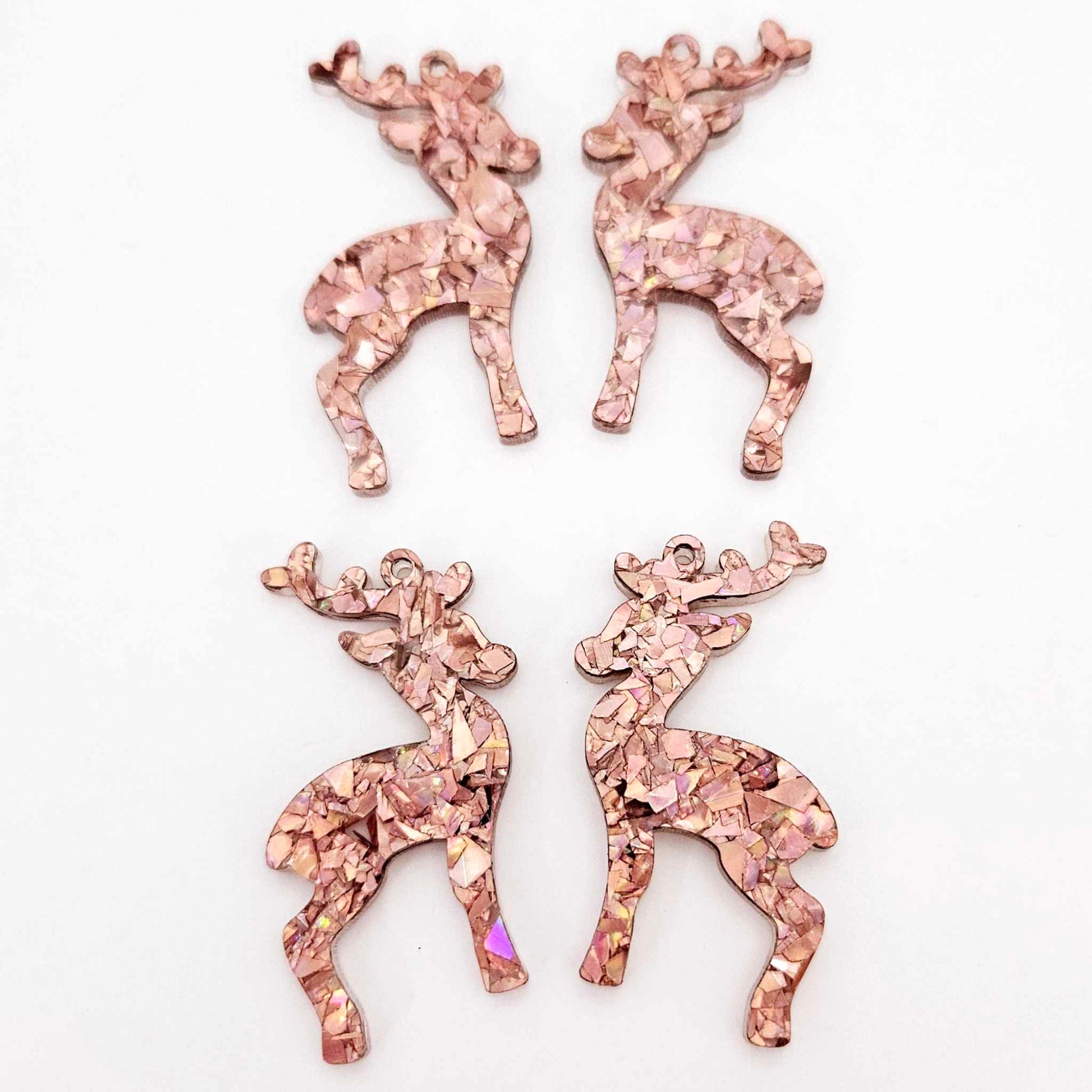 chunky holographic rose gold glitter Christmas reindeers DIY earring supplies laser cut acrylic dangles blanks