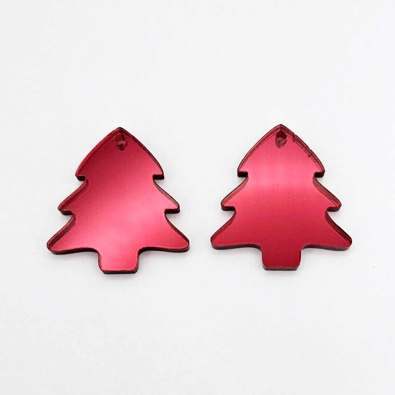 red mirror Christmas tree mini petite diy earring supplies laser cut acrylic dangles blanks