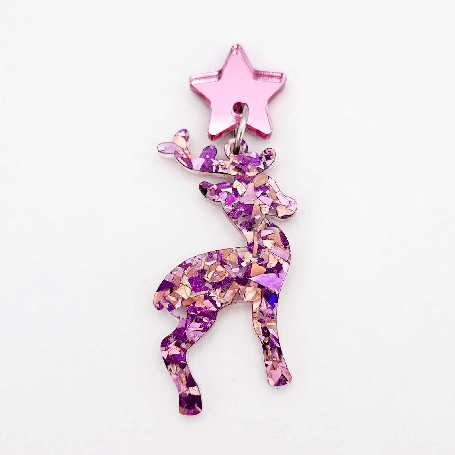 chunky unicorn pink purple glitter Christmas reindeers DIY earring supplies laser cut acrylic dangles blanks