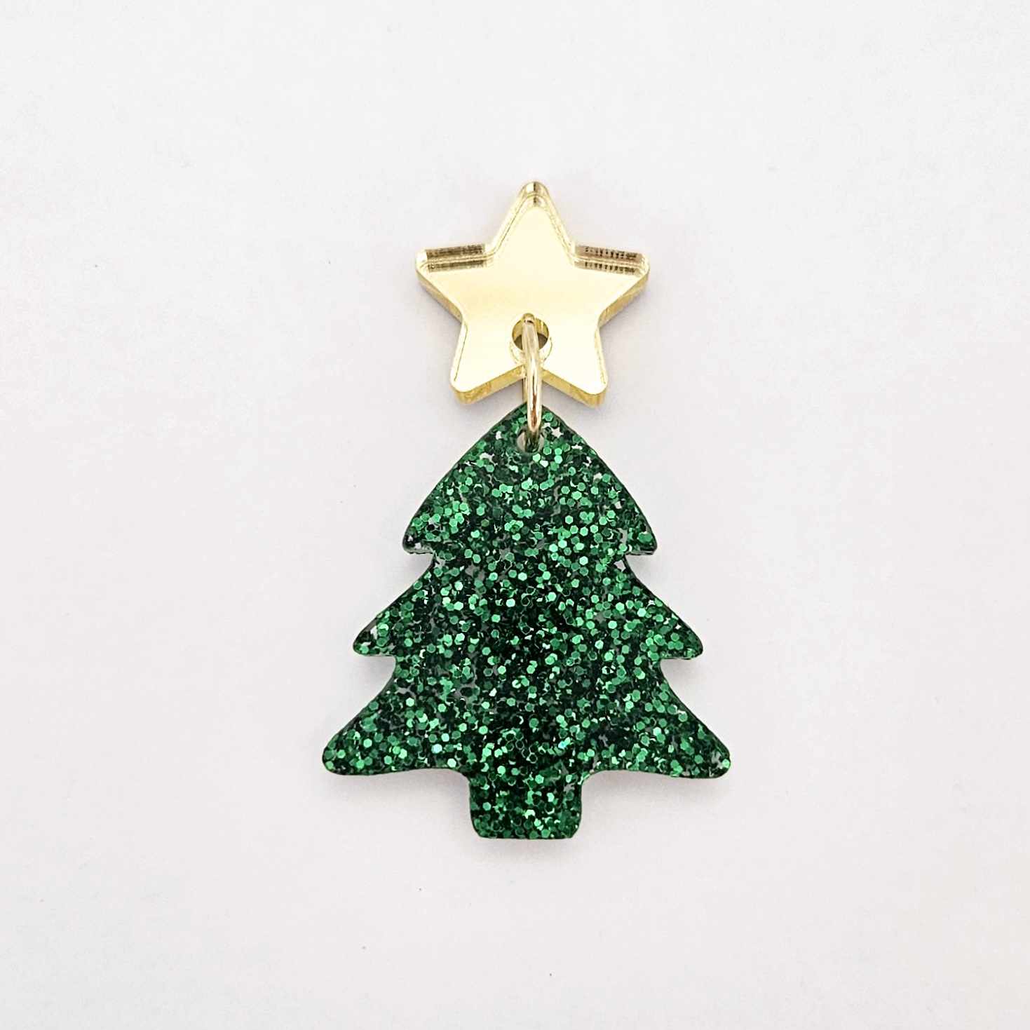 green glitter Christmas trees DIY earring supplies laser cut acrylic dangles blanks mini petite