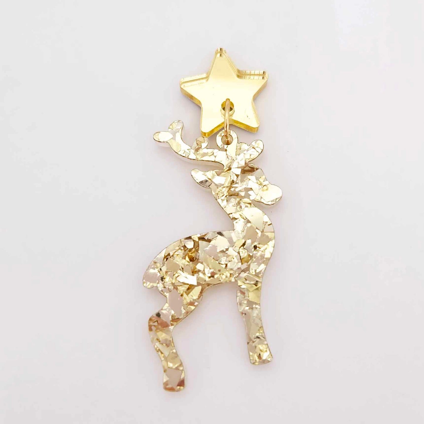 chunky gold glitter Christmas reindeers DIY earring supplies laser cut acrylic dangles blanks