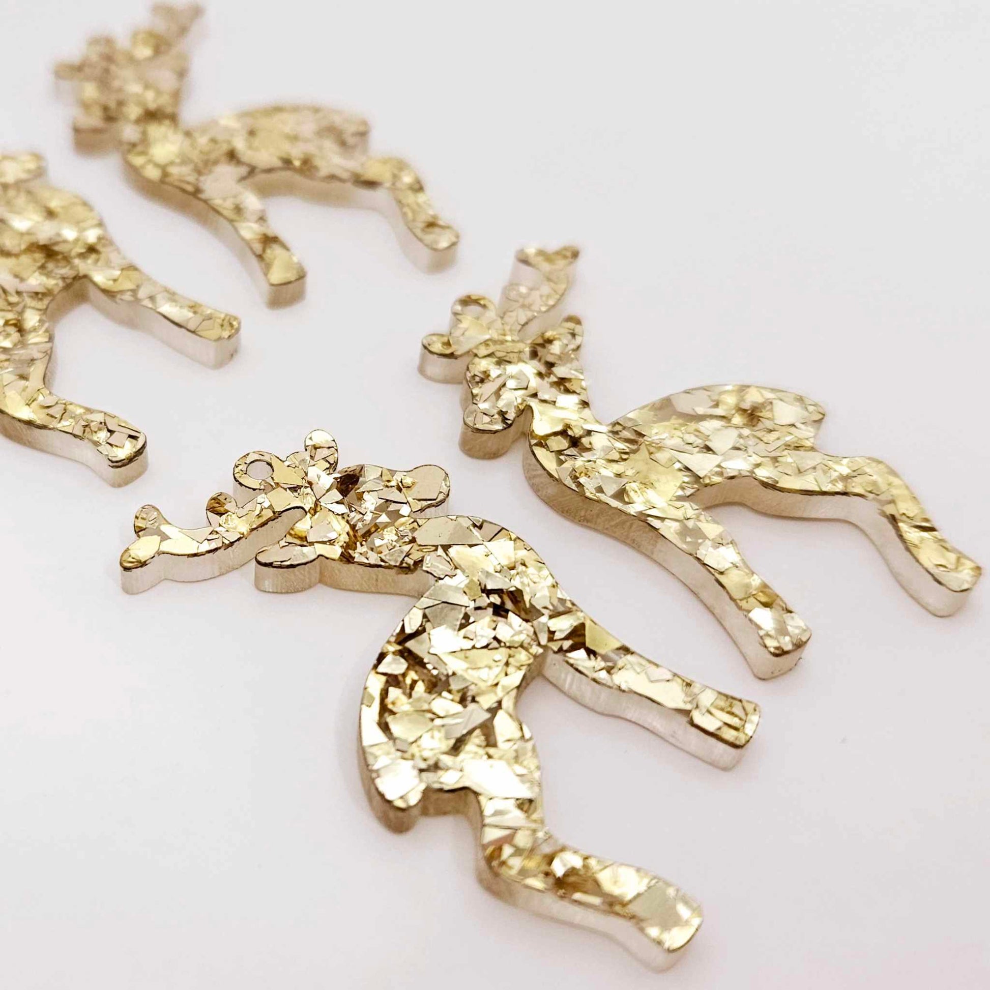 chunky gold glitter Christmas reindeers DIY earring supplies laser cut acrylic dangles blanks