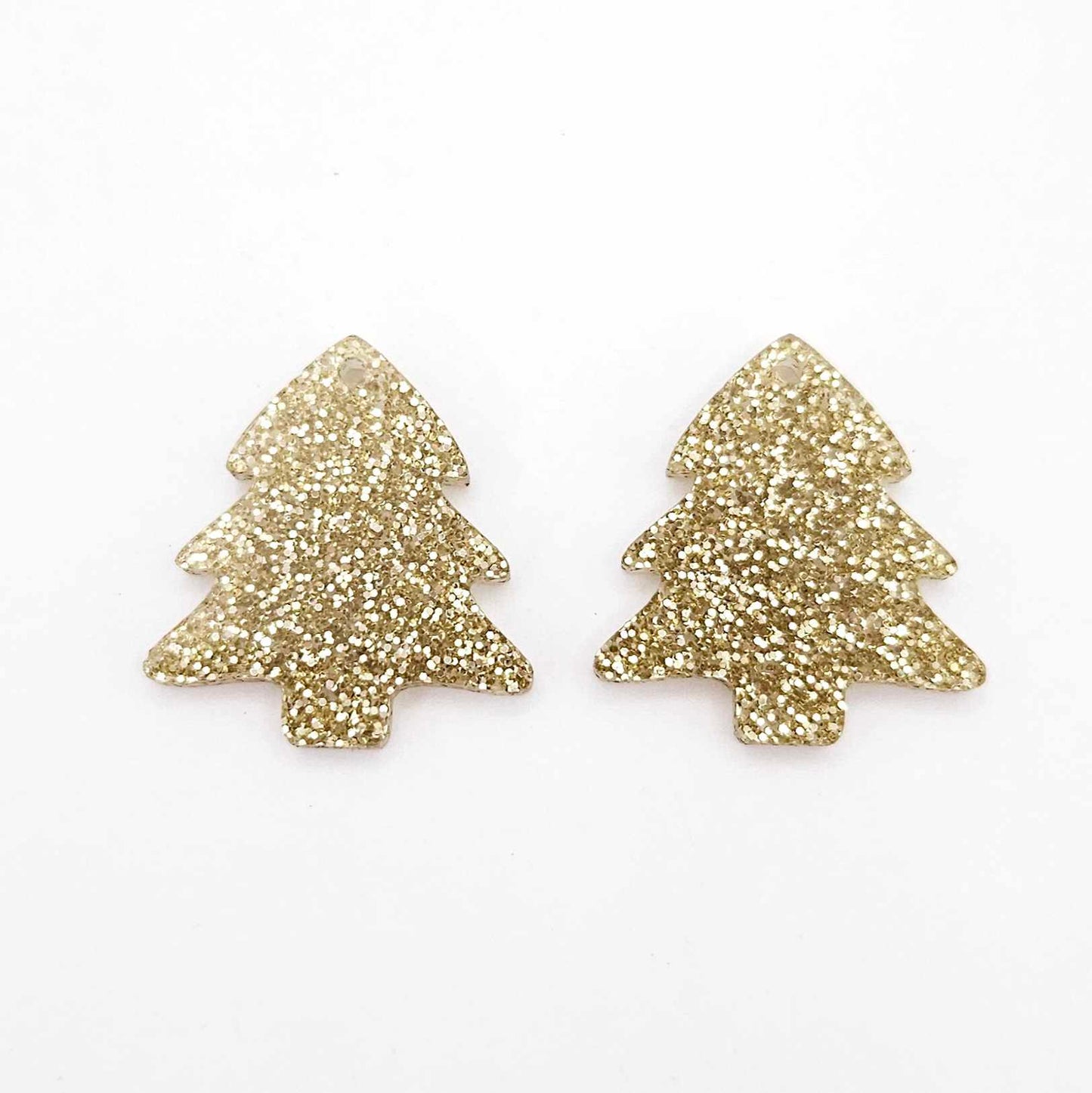 gold glitter Christmas trees diy earring supplies laser cut acrylic dangles blanks mini petite