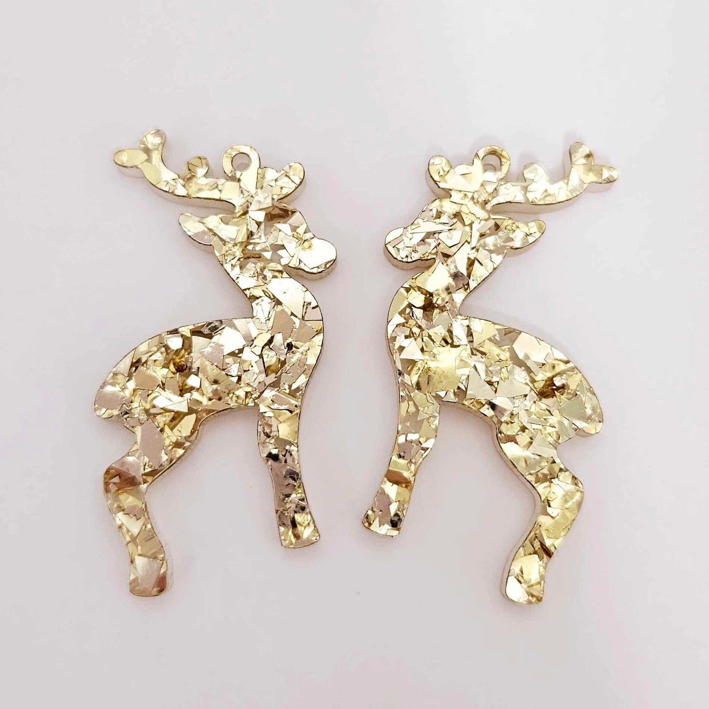 chunky gold glitter Christmas reindeers DIY earring supplies laser cut acrylic dangles blanks