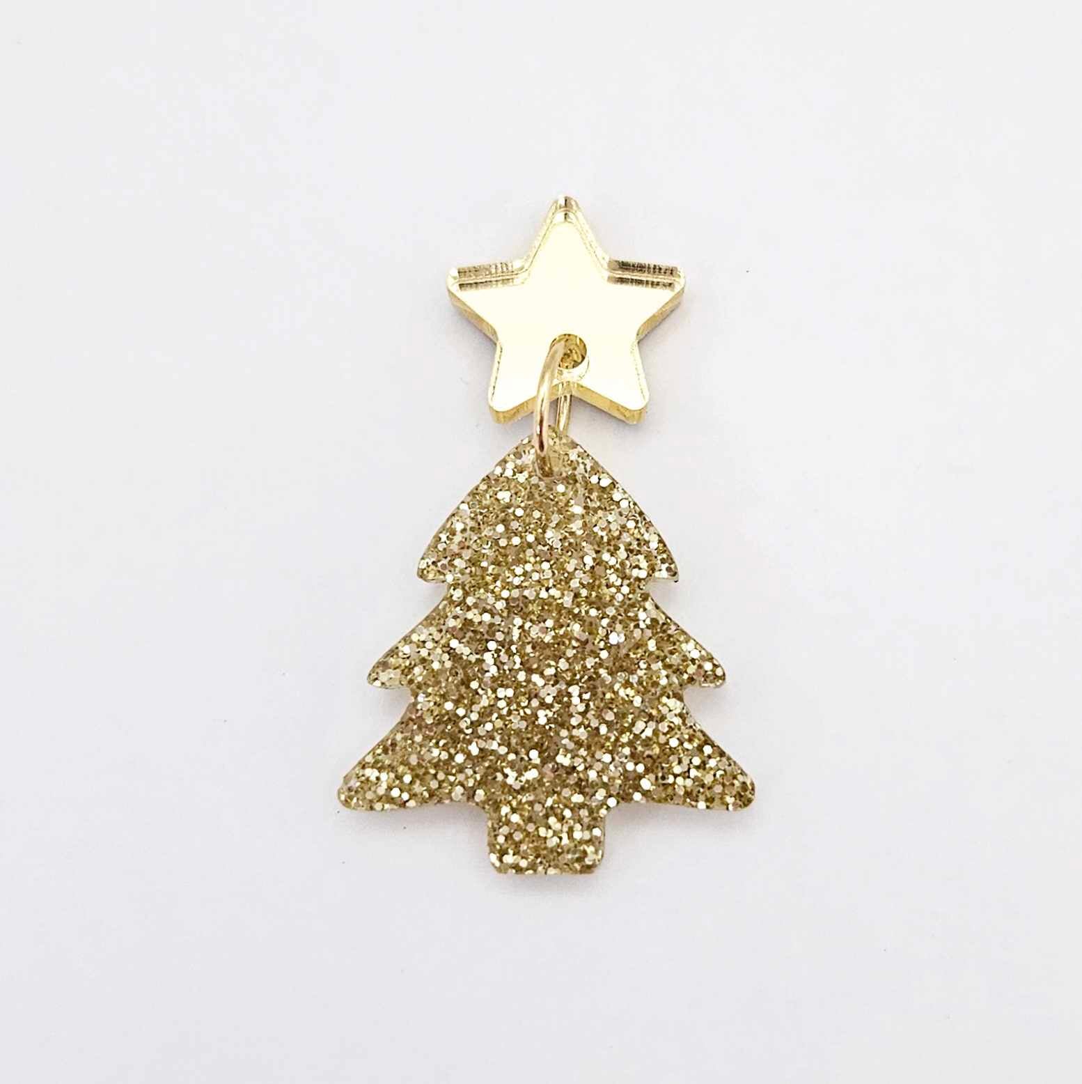 gold glitter Christmas trees diy earring supplies laser cut acrylic dangles blanks mini petite