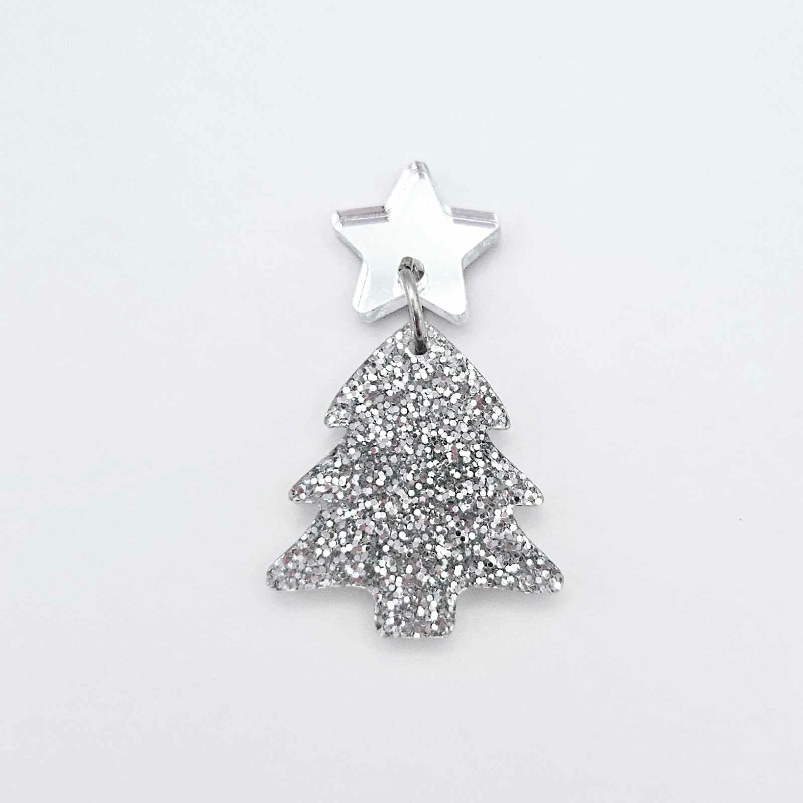 silver glitter Christmas trees DIY earring supplies laser cut acrylic dangles blanks mini petite