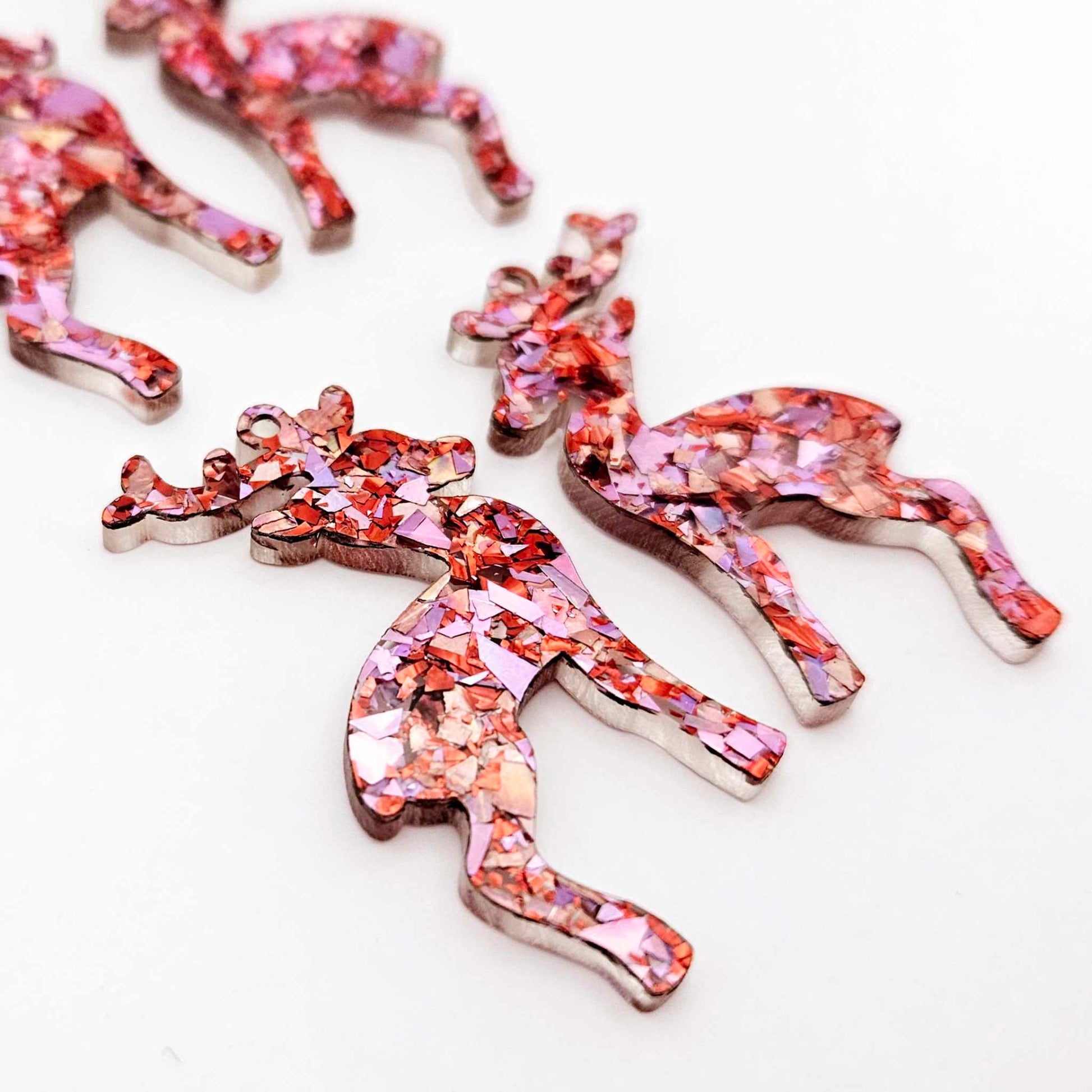 chunky love pink red glitter Christmas reindeer DIY earring supplies laser cut acrylic dangles blanks