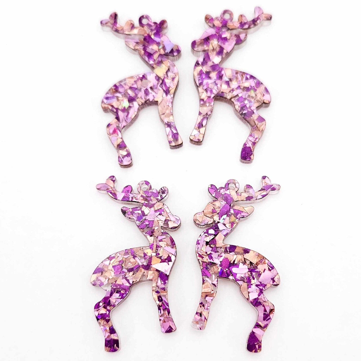 chunky unicorn pink purple glitter Christmas reindeers DIY earring supplies laser cut acrylic dangles blanks