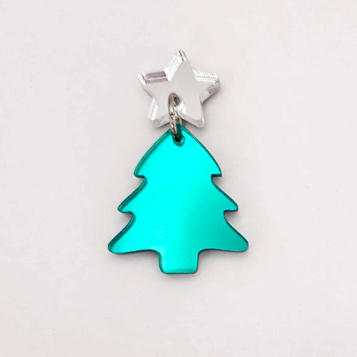 green mirror Christmas tree diy earring supplies laser cut acrylic dangles blanks mini petite