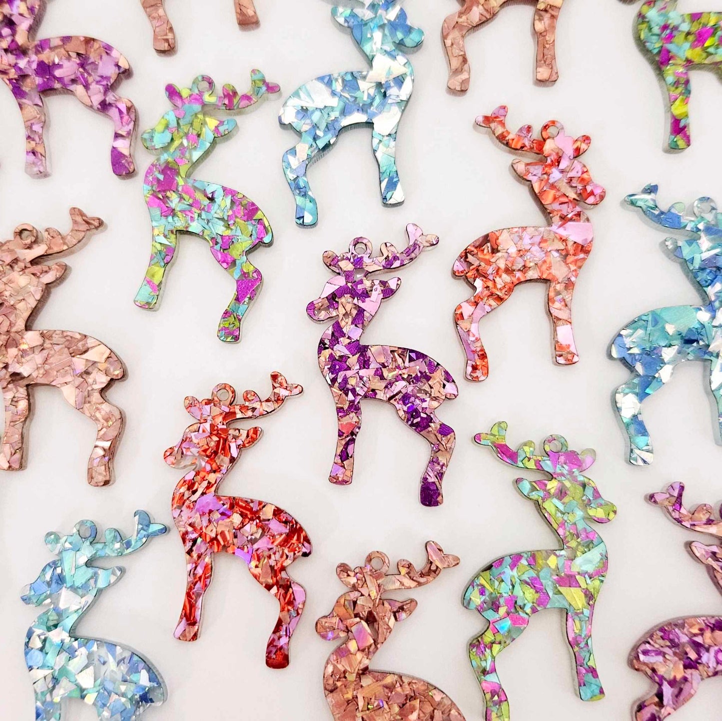 45mm CHUNKY GLITTER Acrylic REINDEERS MIXED PACK