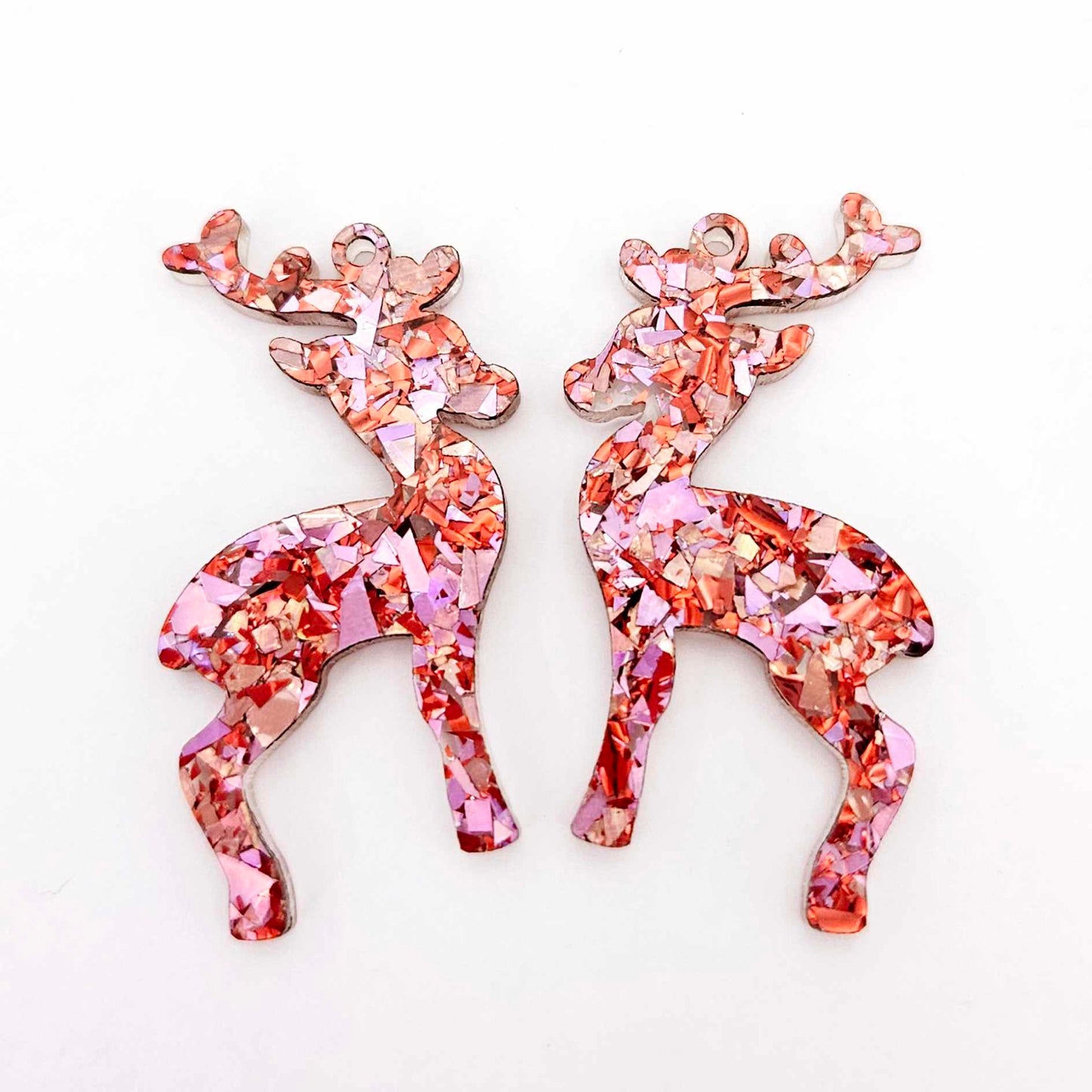 chunky love pink red glitter Christmas reindeer DIY earring supplies laser cut acrylic dangles blanks