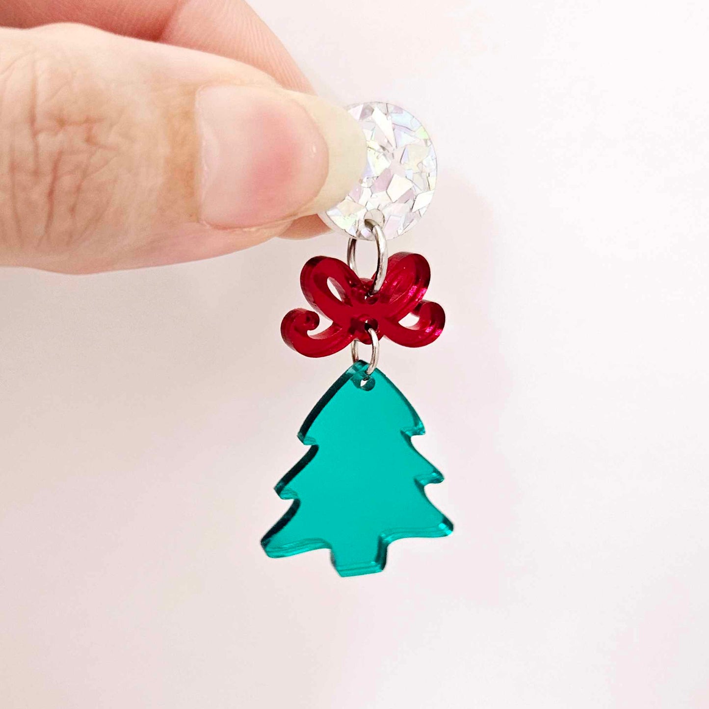 green mirror Christmas tree diy earring supplies laser cut acrylic dangles blanks mini petite