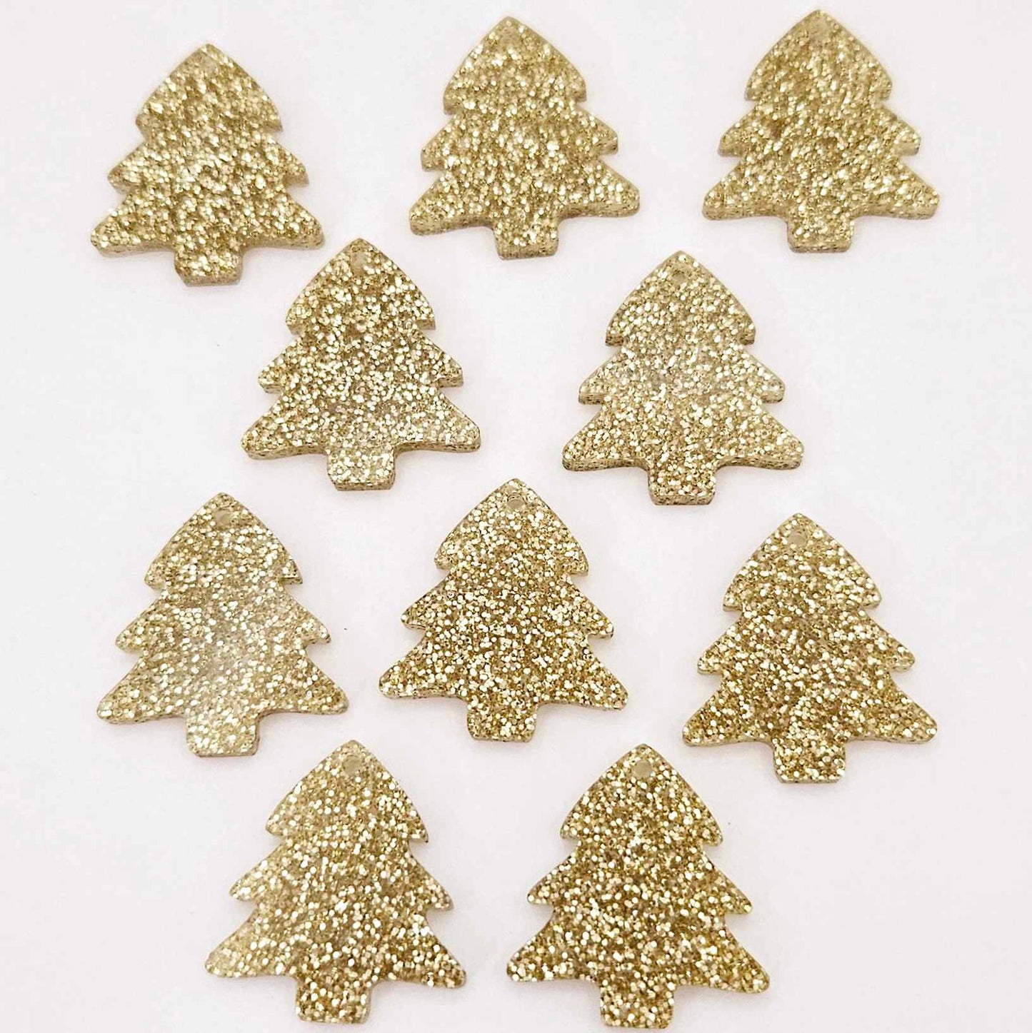 gold glitter Christmas trees diy earring supplies laser cut acrylic dangles blanks mini petite