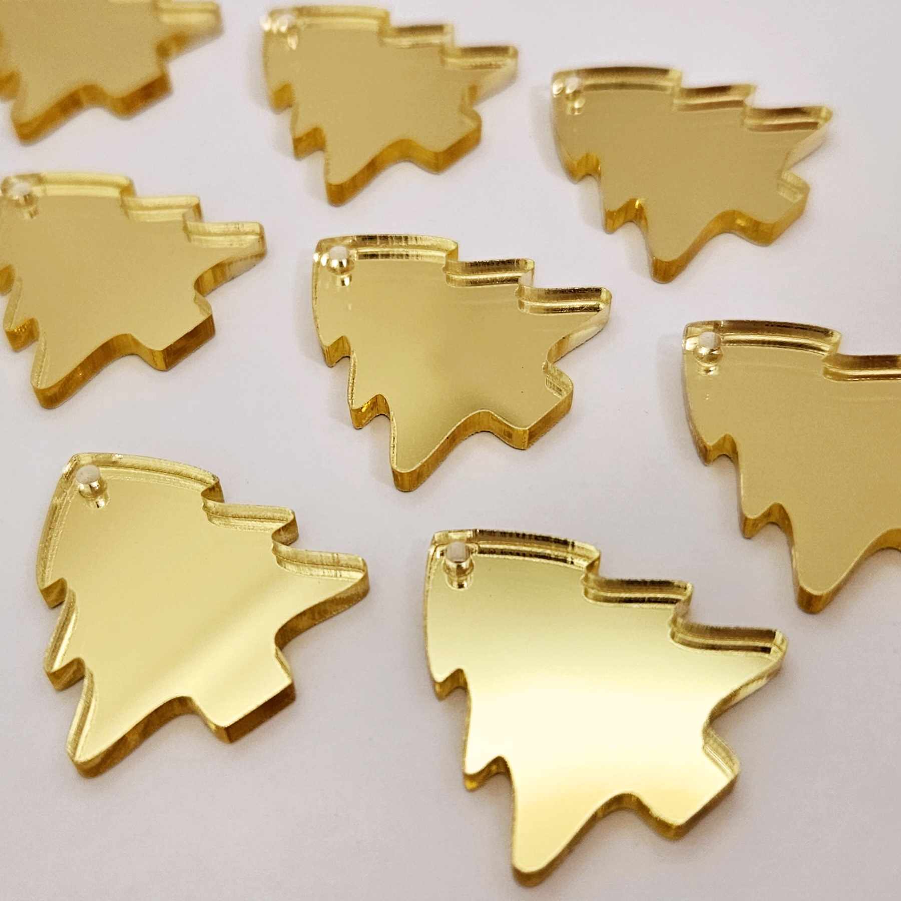 gold mirror Christmas tree mini petite diy earring supplies laser cut acrylic dangles blanks