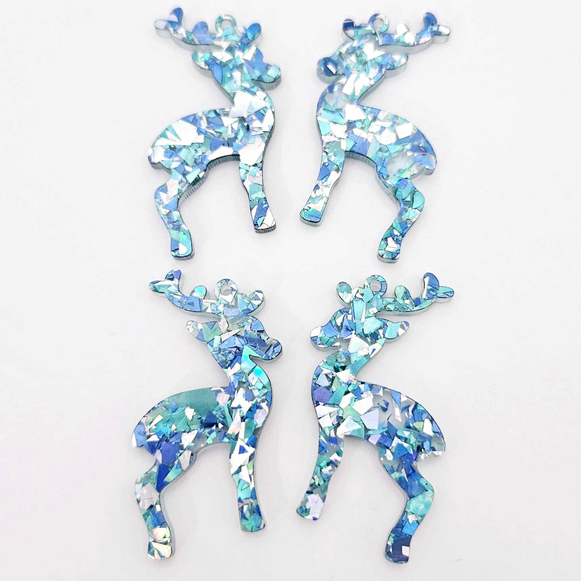 blue silver chunky aqua glitter Christmas reindeer DIY earring supplies laser cut acrylic dangles blanks