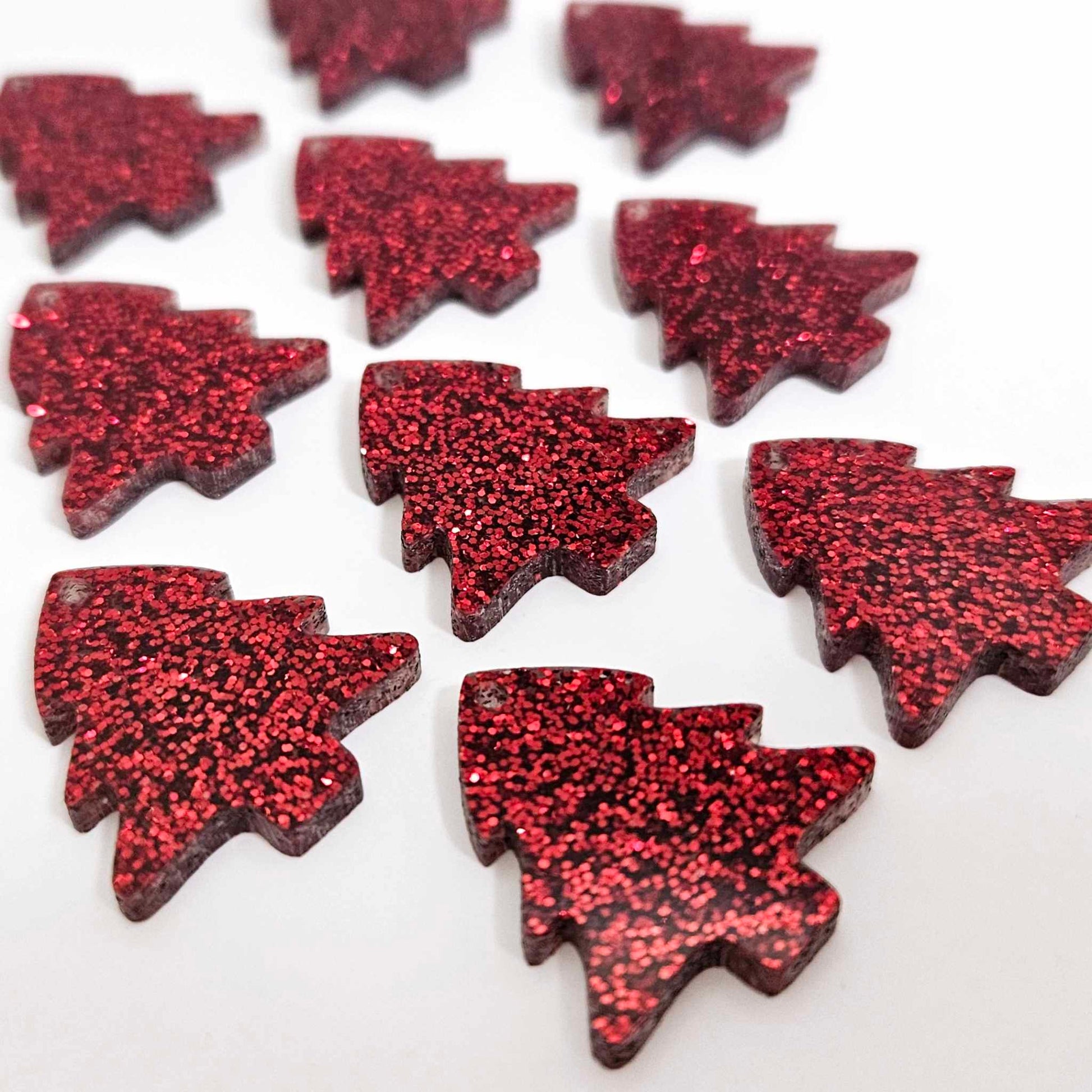 red glitter Christmas trees DIY earring supplies laser cut acrylic dangles blanks mini petite