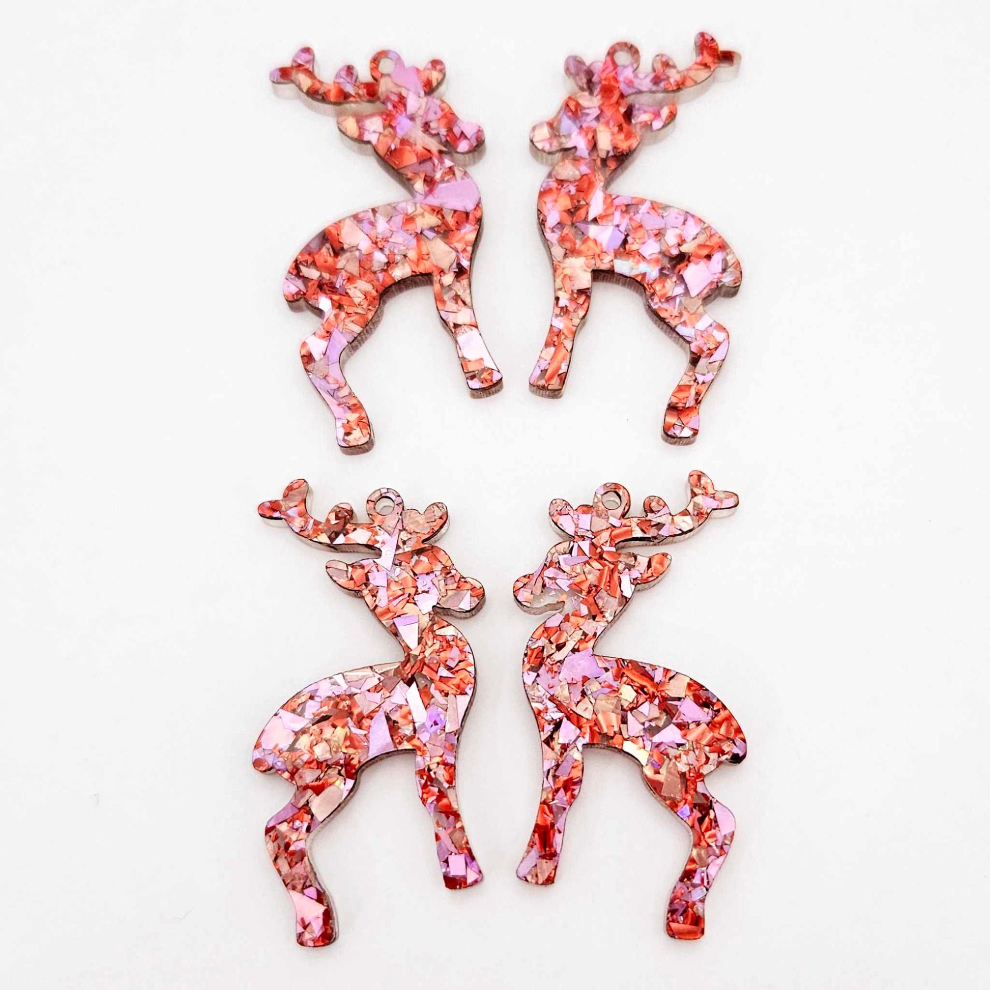 chunky love pink red glitter Christmas reindeer DIY earring supplies laser cut acrylic dangles blanks