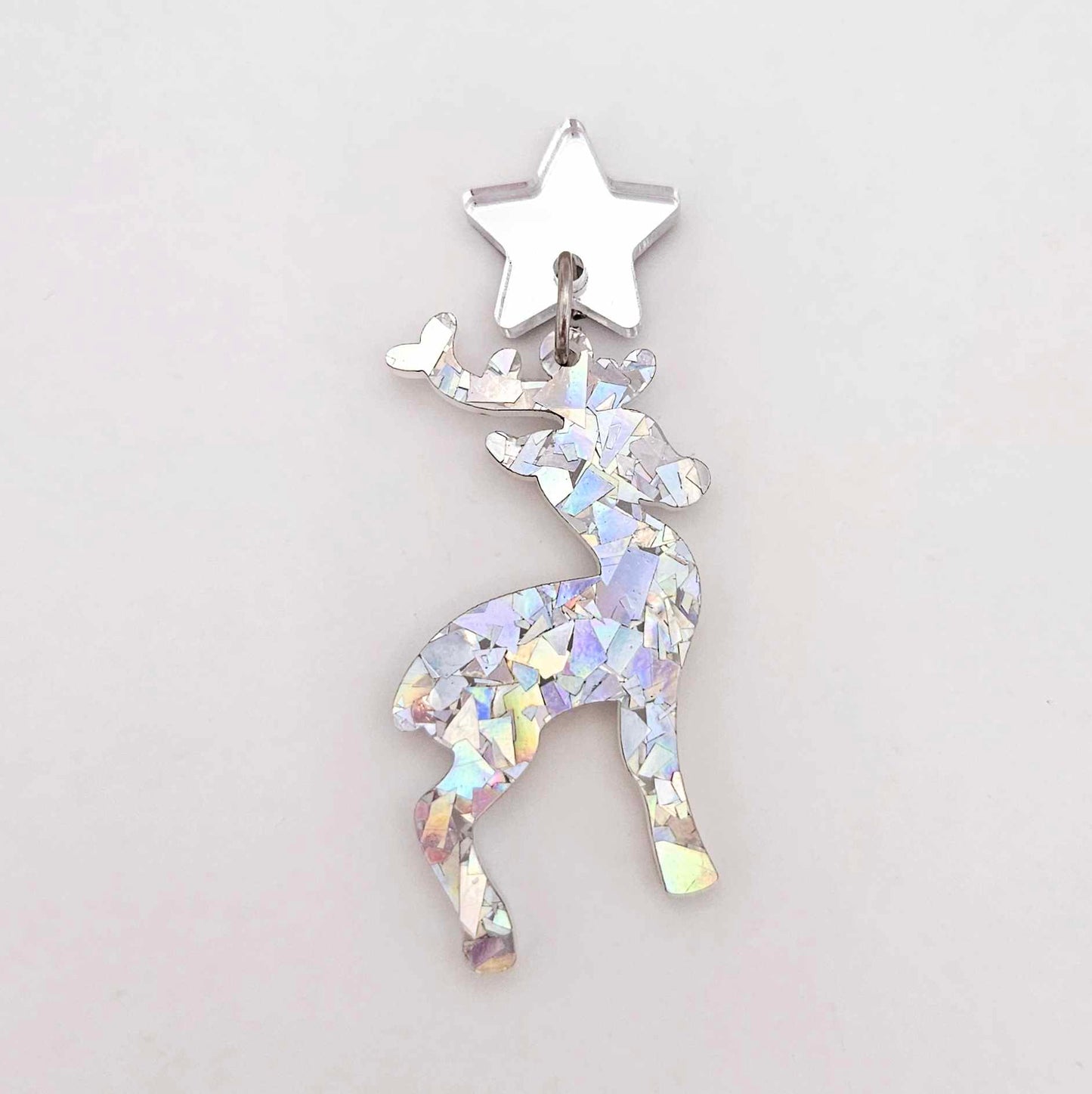 holographic silver glitter Christmas reindeers DIY earring supplies laser cut acrylic dangles blanks