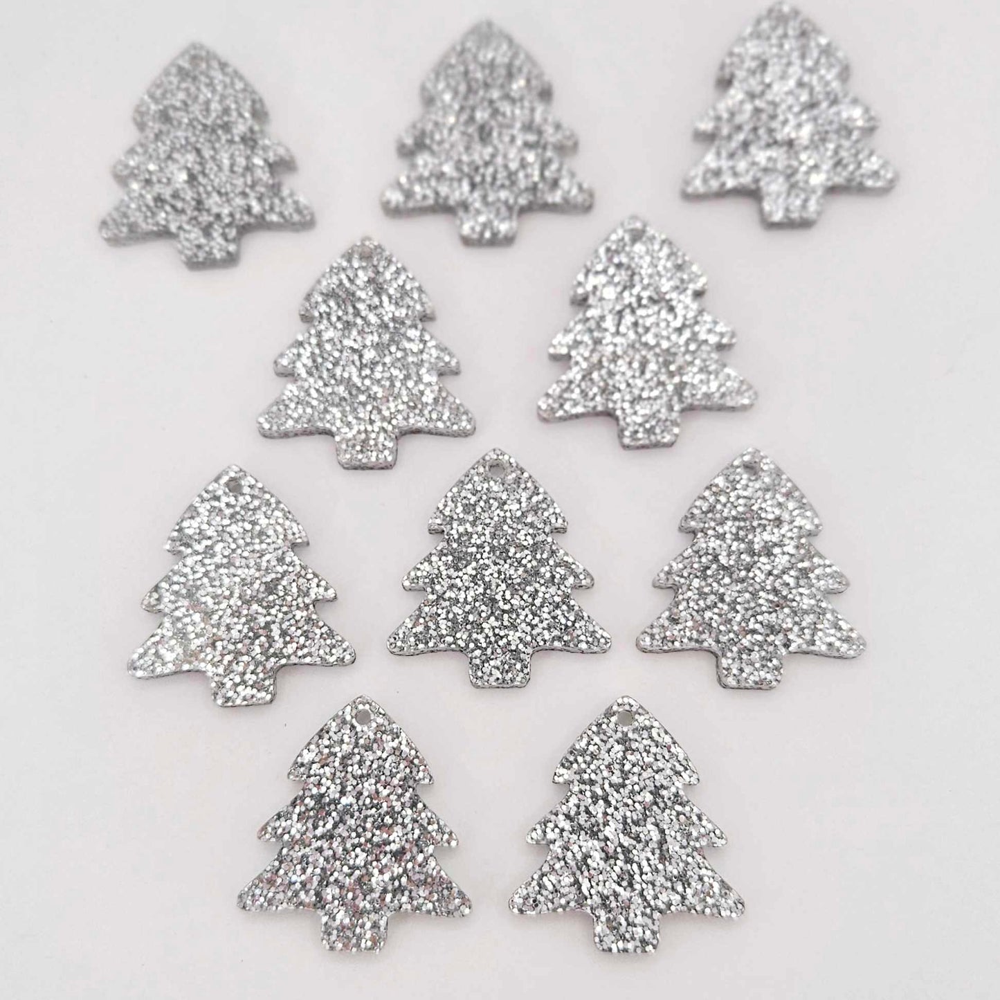 silver glitter Christmas trees DIY earring supplies laser cut acrylic dangles blanks mini petite